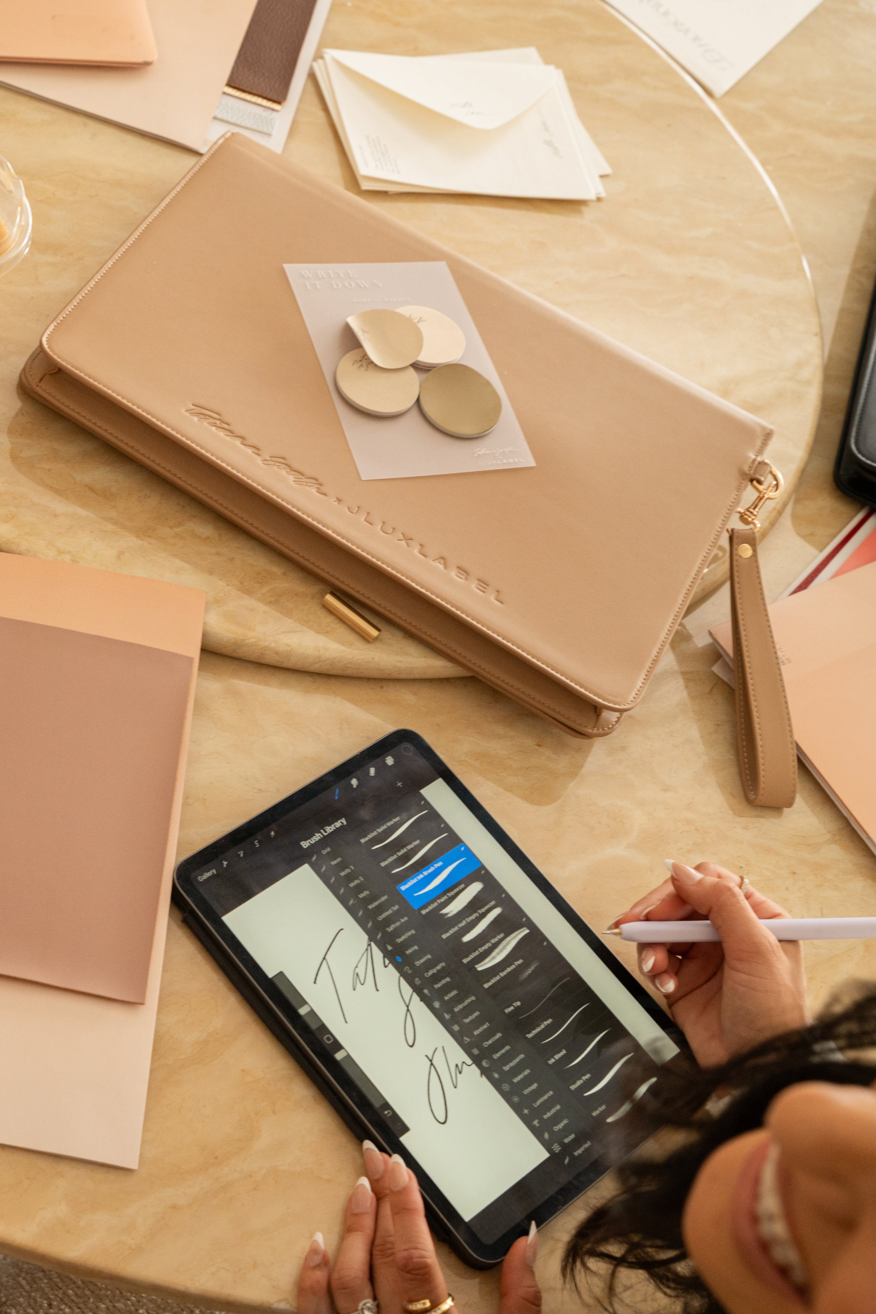 Beige TATIANA SOASH x JLUXLABEL Dreams & Plans Catch All Bag - JLUXLABEL