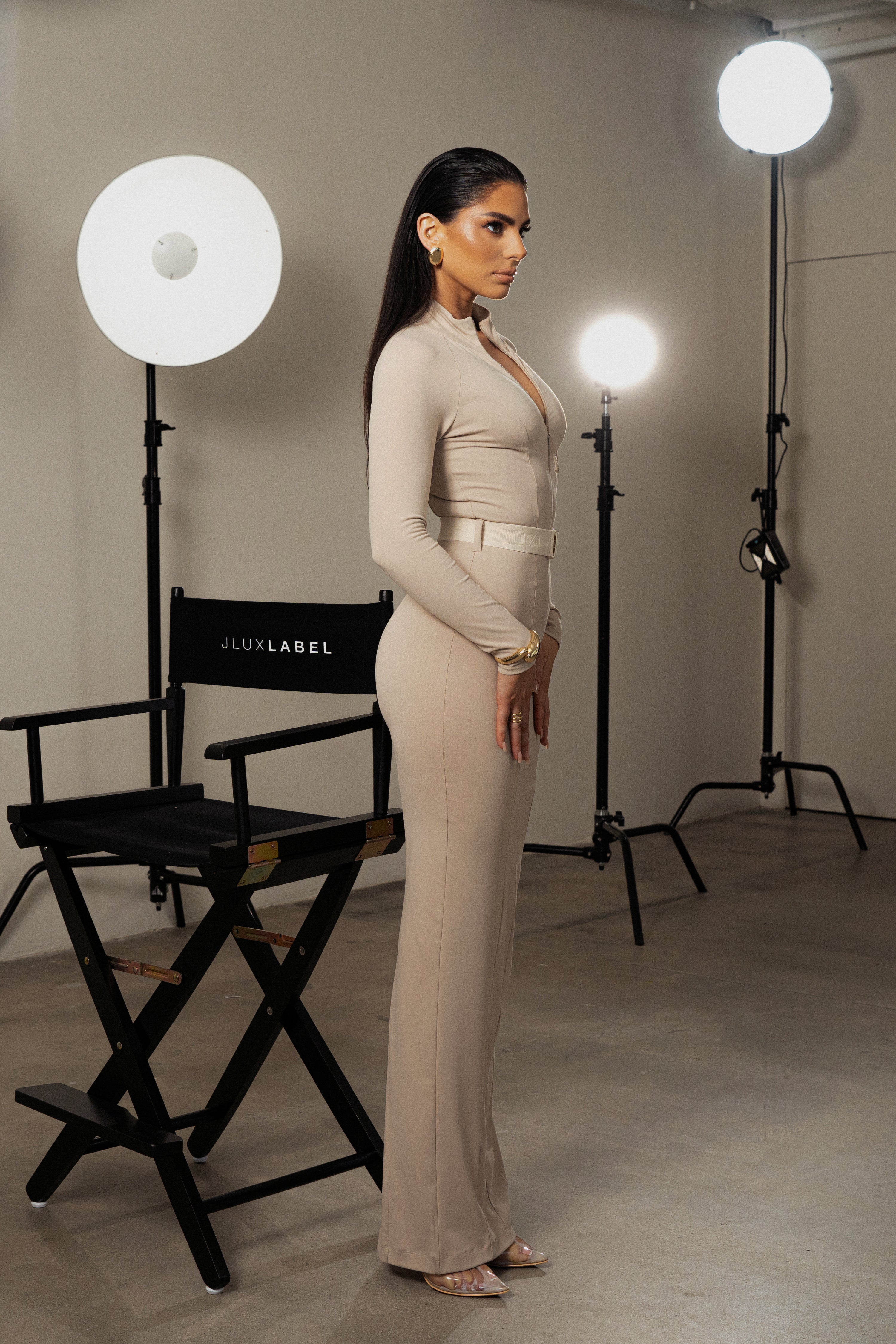 Beige Movement Mock Maxi Dress - JLUXLABEL