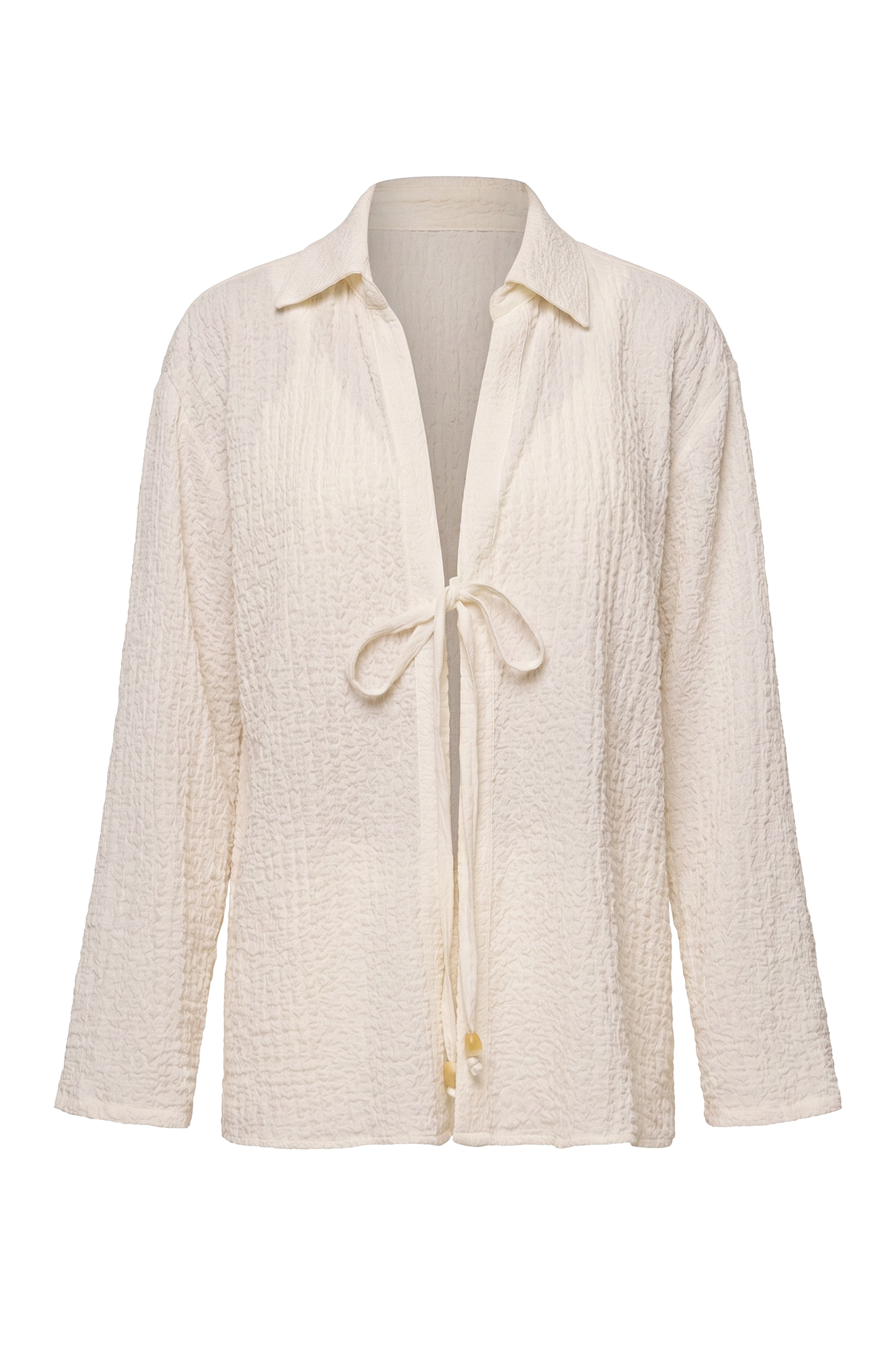 Ivory Unwind Tie-Front Blouse - JLUXLABEL