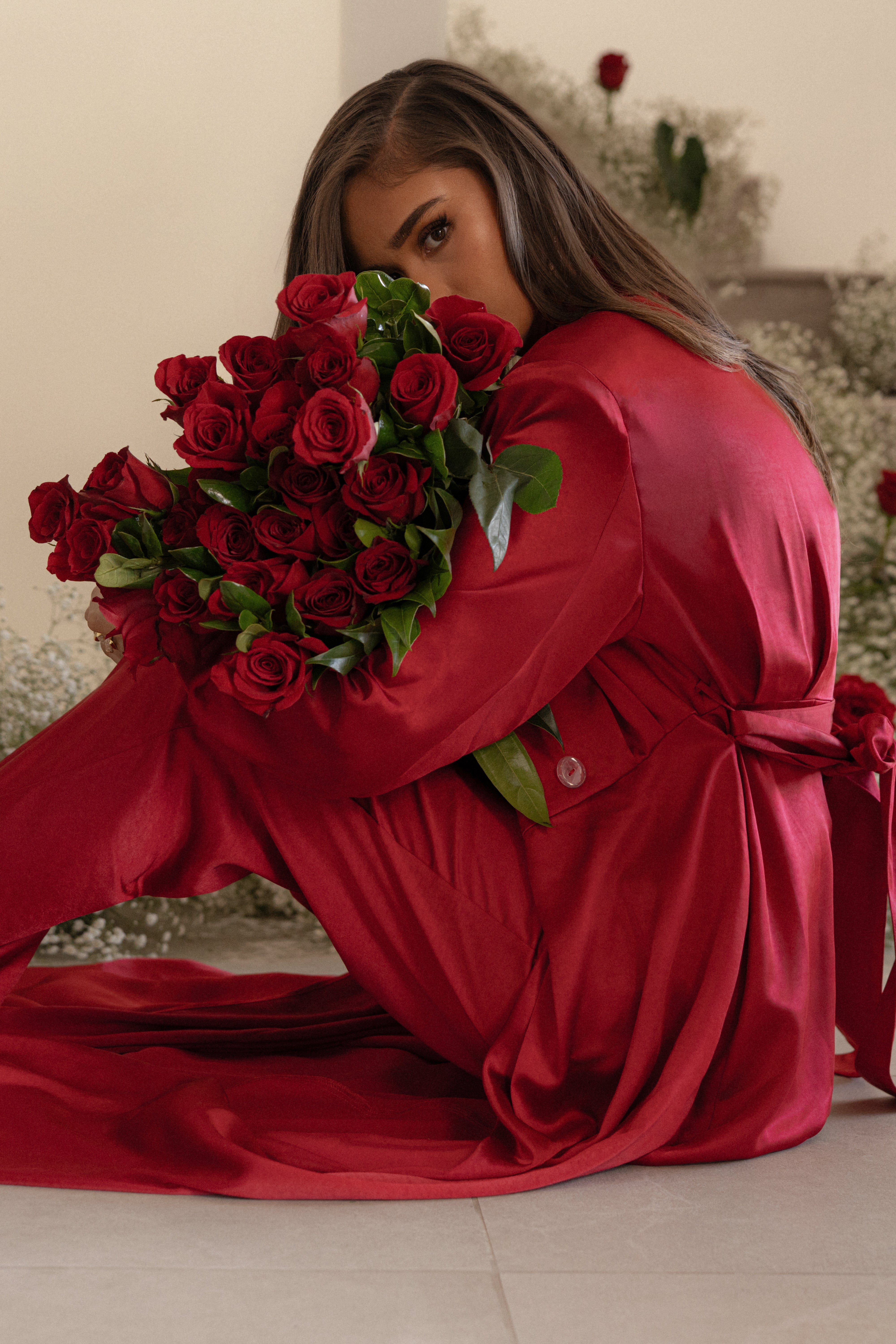 Burgundy Satin Embrace Maxi Dress