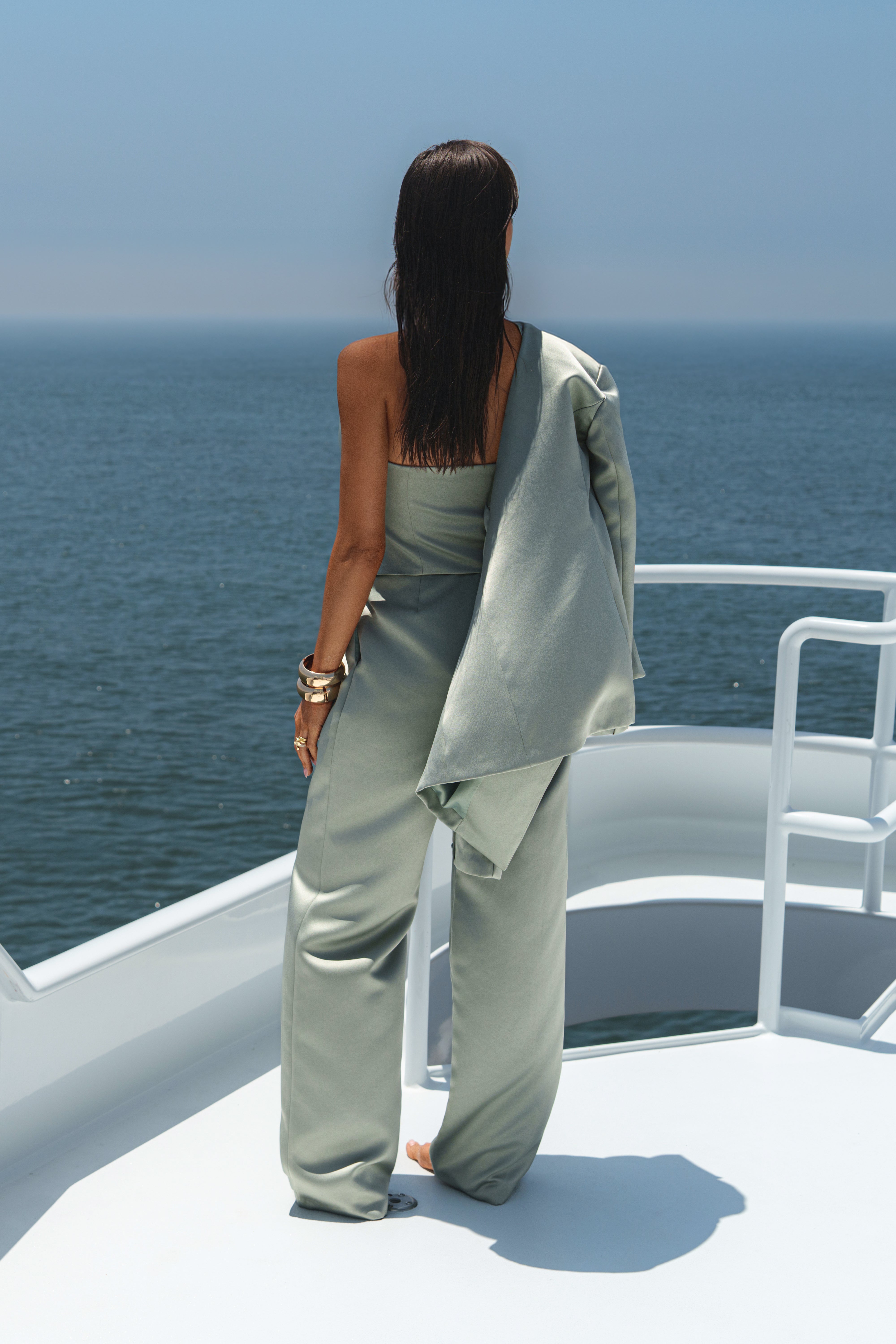 Sage City Nights Satin Trouser