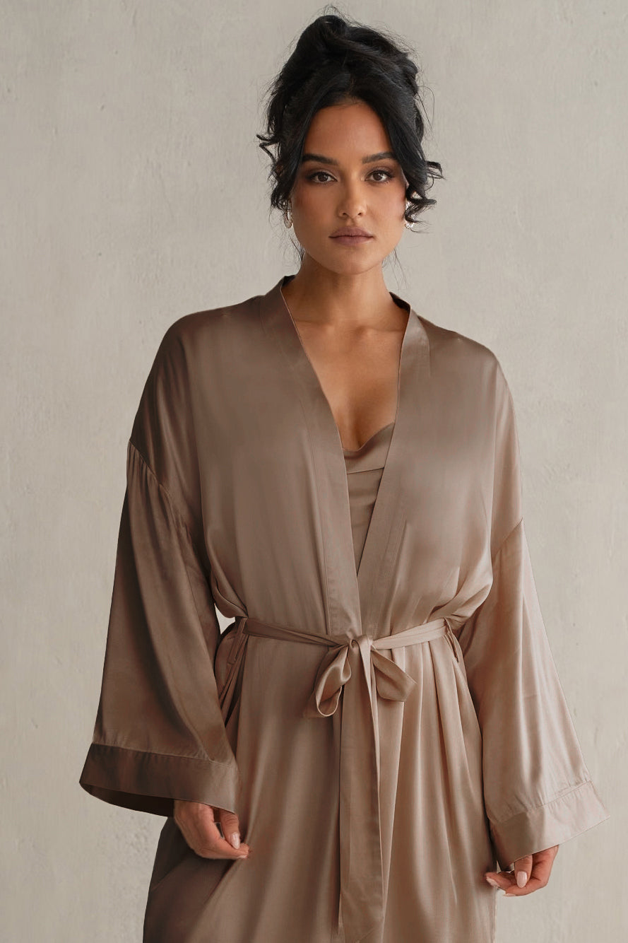 Bronze Forever And Always Satin Robe - JLUXLABEL