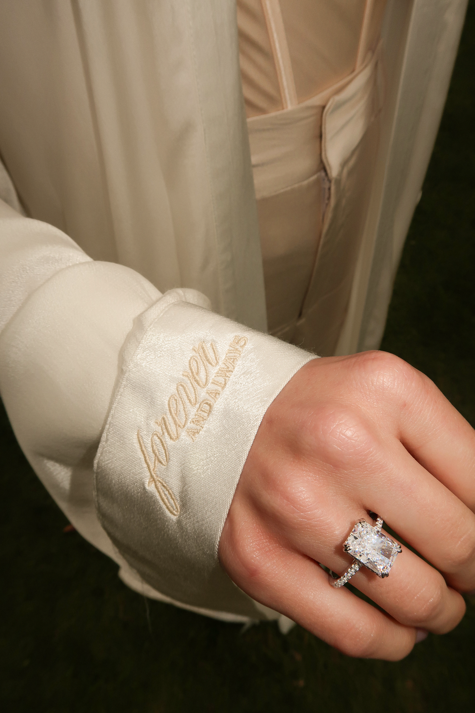 Champagne Forever And Always Satin Robe - JLUXLABEL