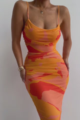 Orange Naylene Ruched Dress
