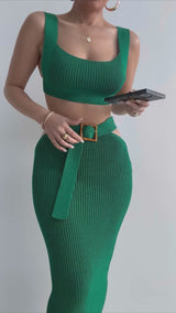 Emerald Nikole Ribbed Skirt Set
