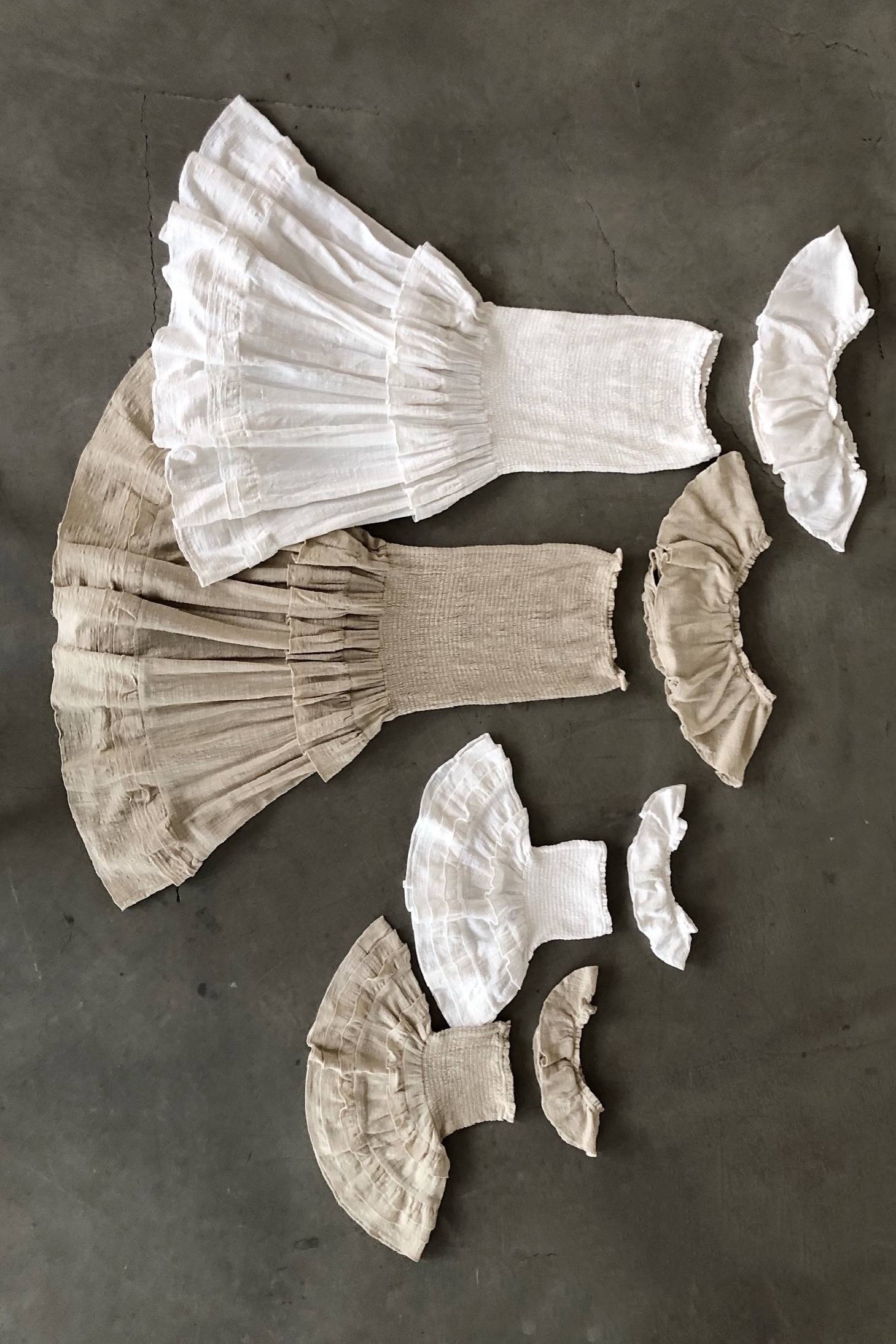 white ruffled skirt set for adults and children