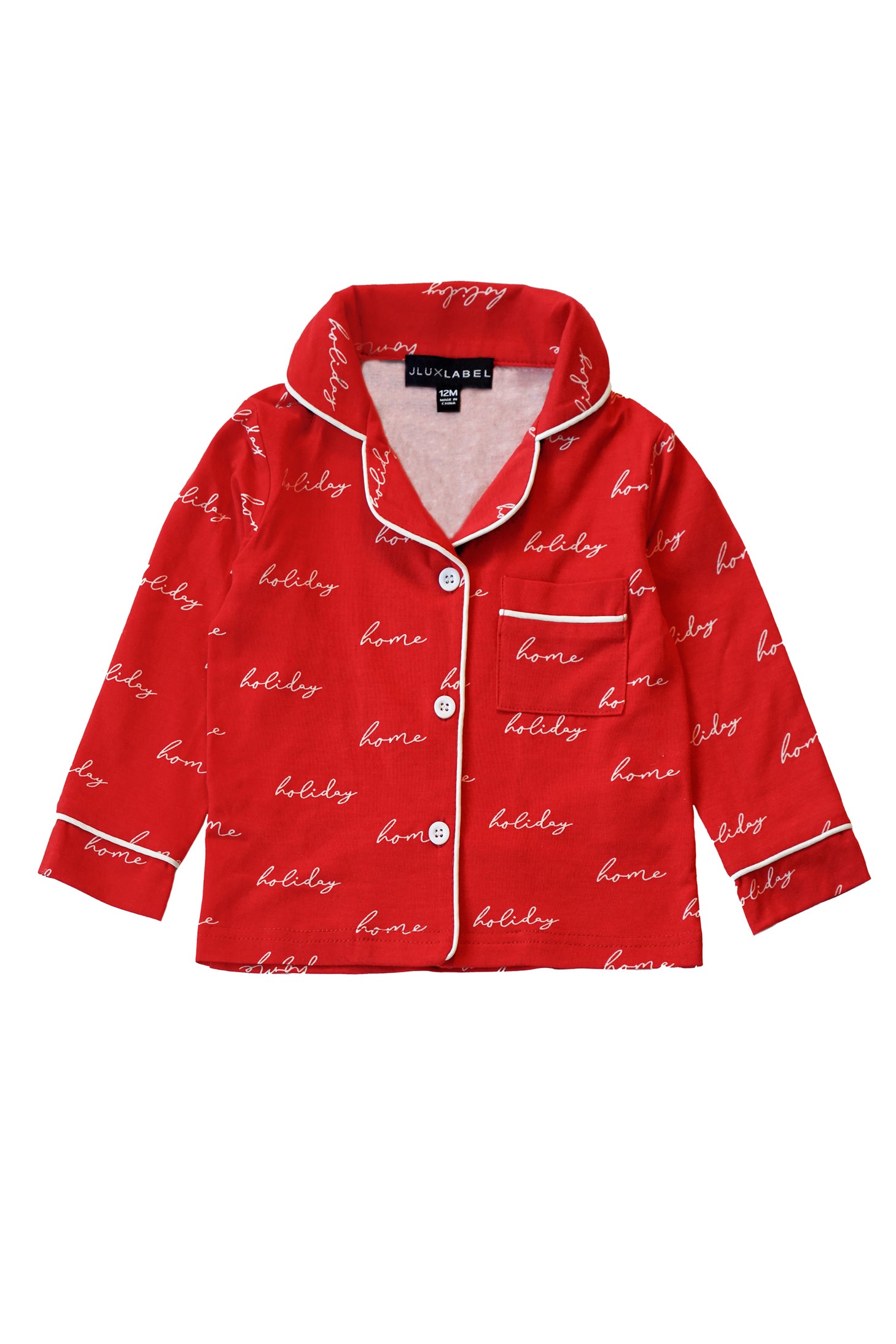 Red/White Home For The Holiday Kids Pajama Set - JLUXLABEL