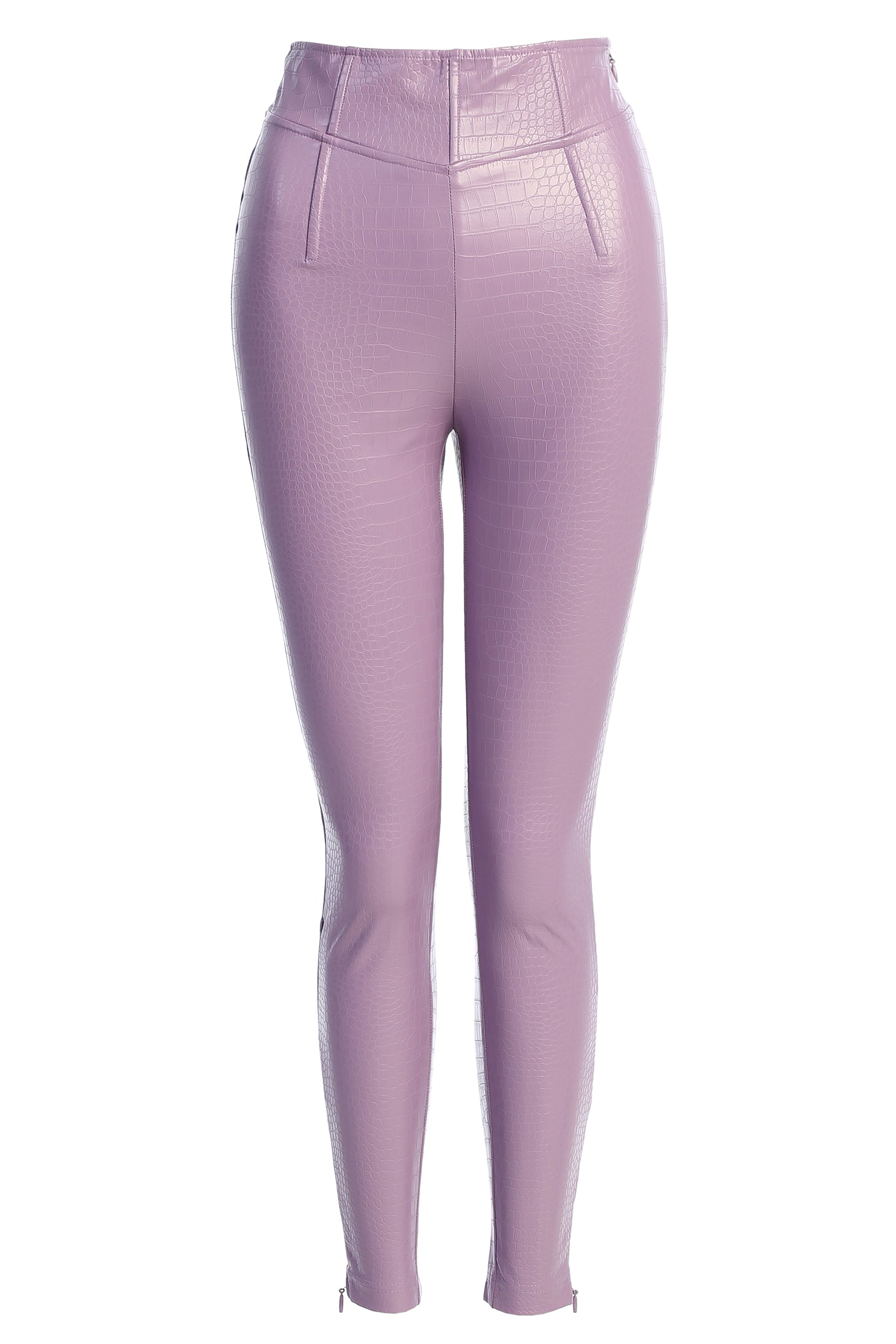Floral Jacquard Smocked Zip Trousers - Luxury Purple