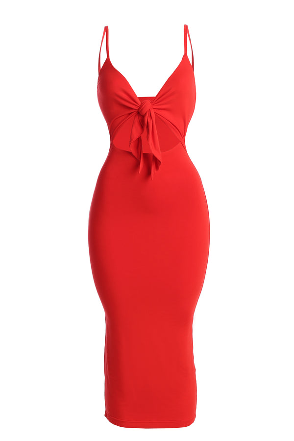 Red Soulmate Cut Out Dress - JLUXLABEL