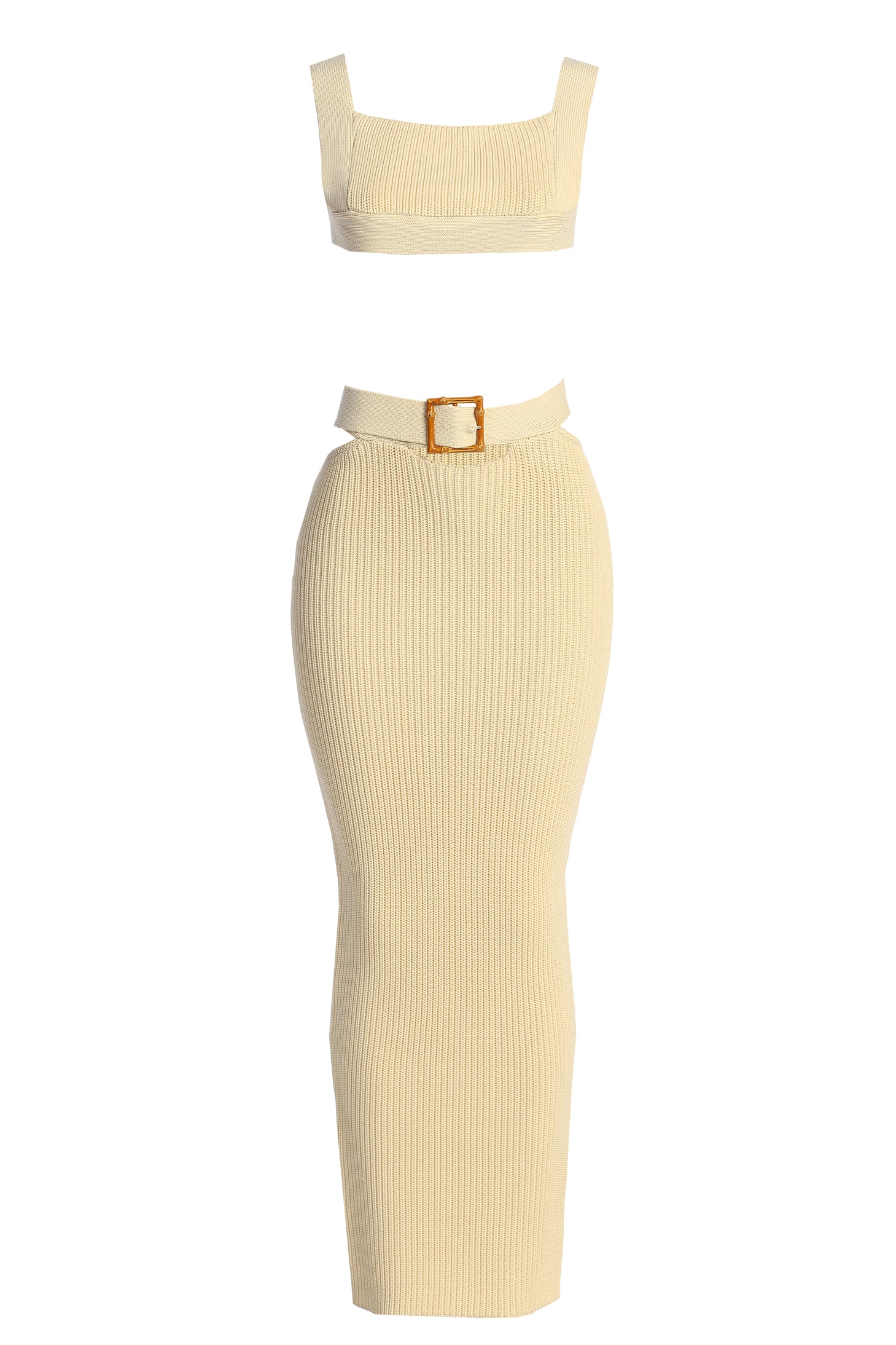 Ivory Nikole Ribbed Skirt Set - JLUXLABEL