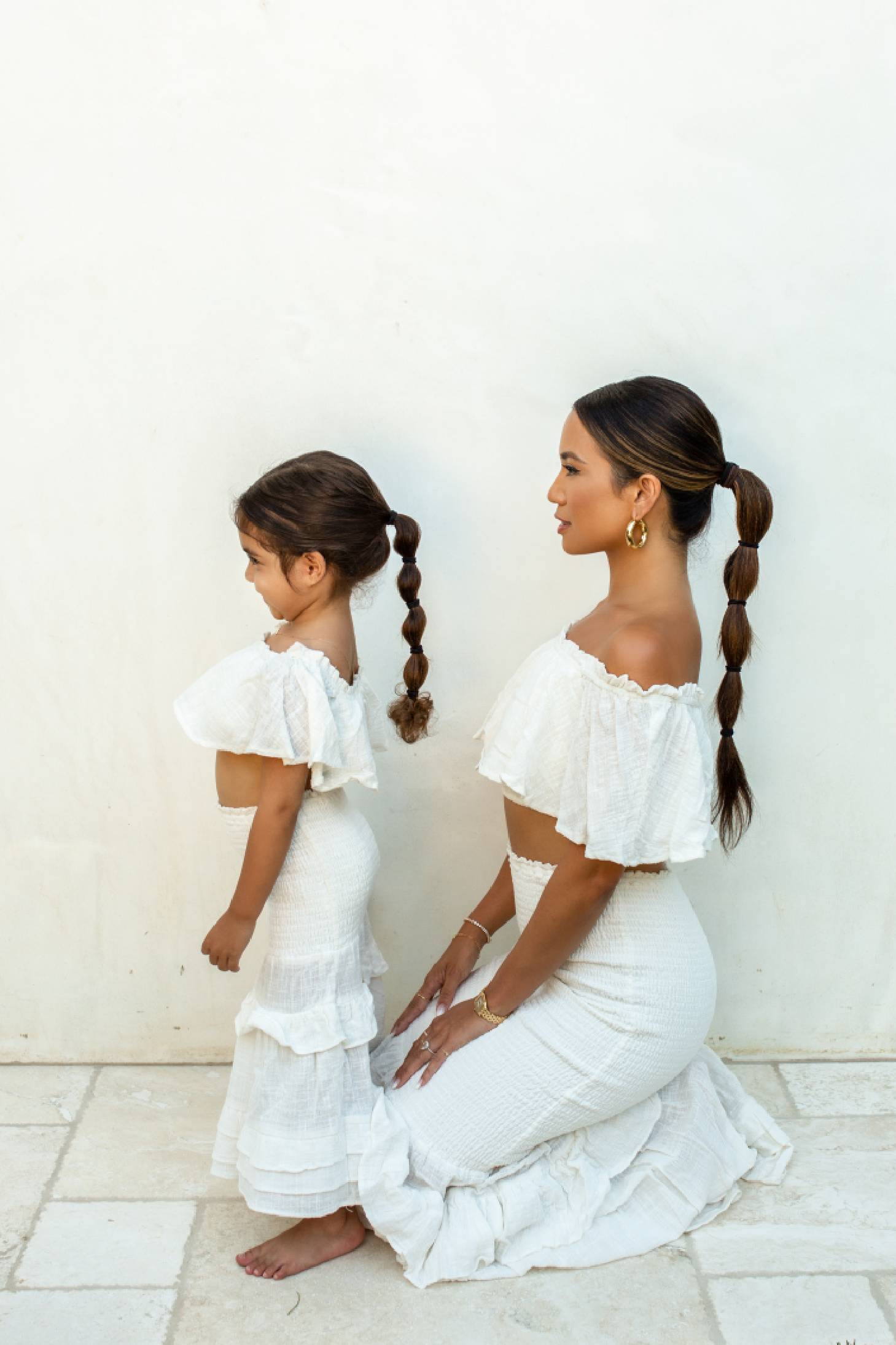 White Emily Girl'S Ruffled Skirt Set - JLUXLABEL