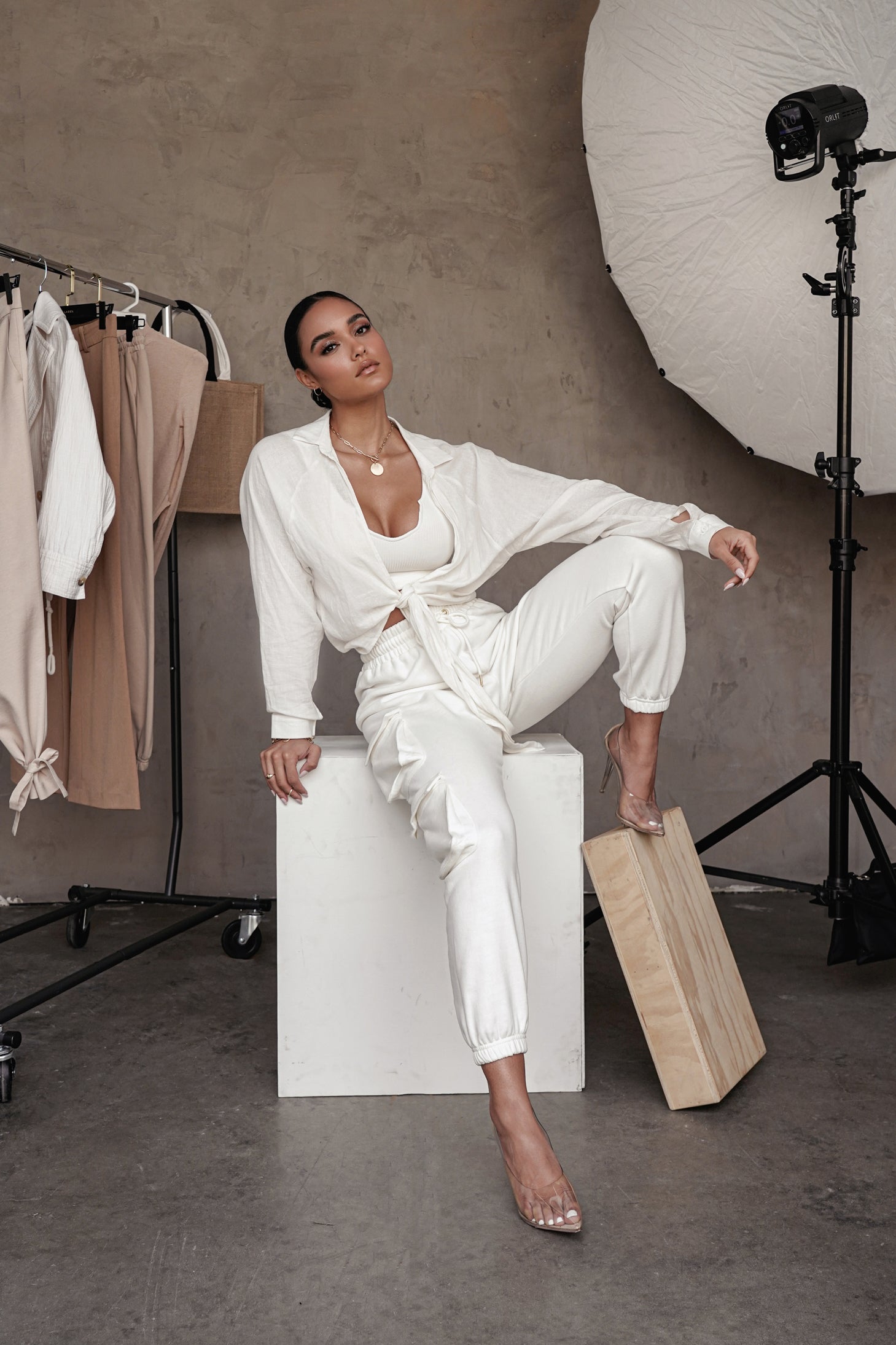 Ivory Soho Front Tied Woven Top - JLUXLABEL