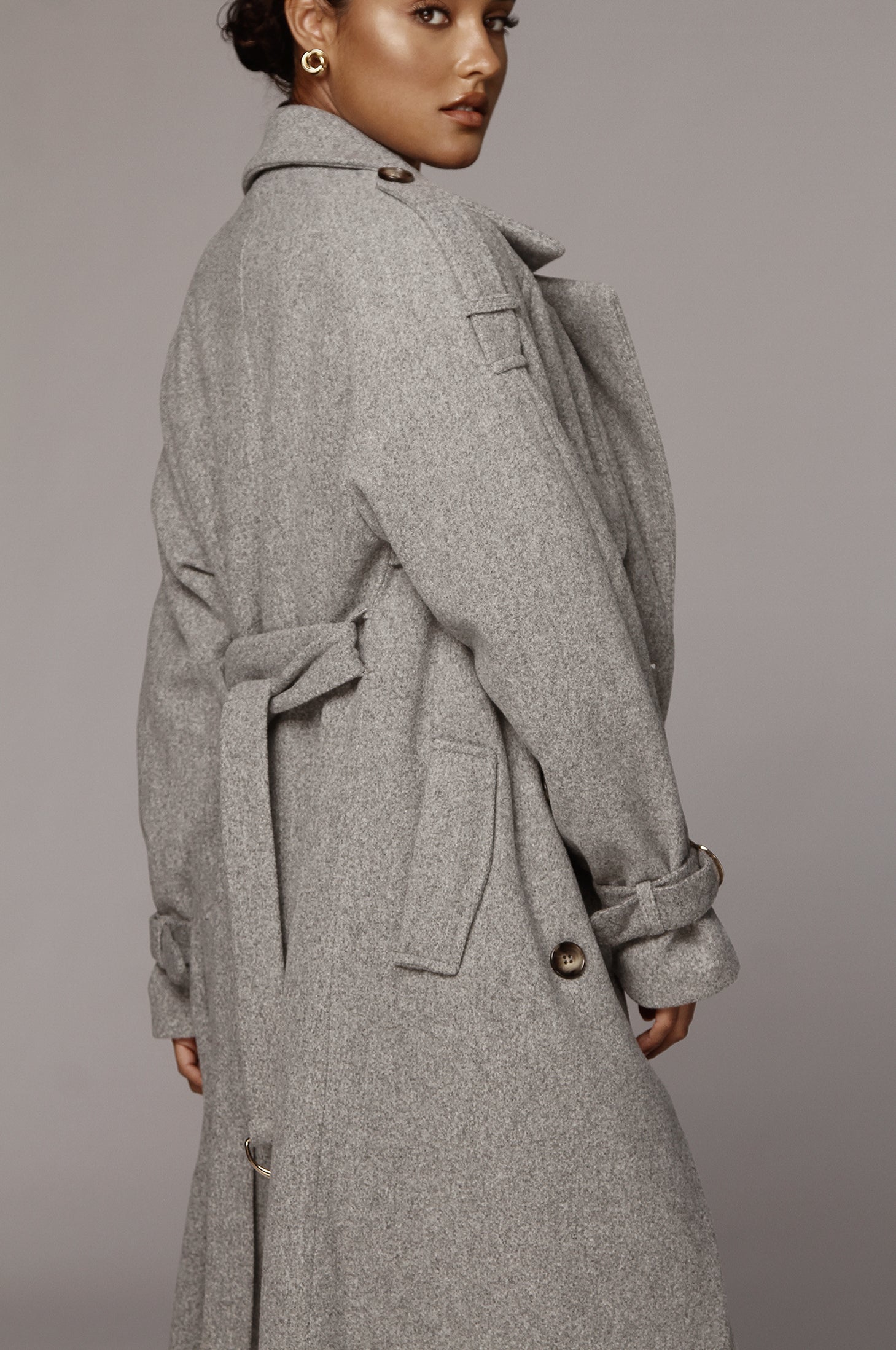Grey Beverly Trench Coat - JLUXLABEL