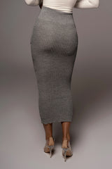 Grey Missy Cable Sweater Midi Skirt - JLUXLABEL
