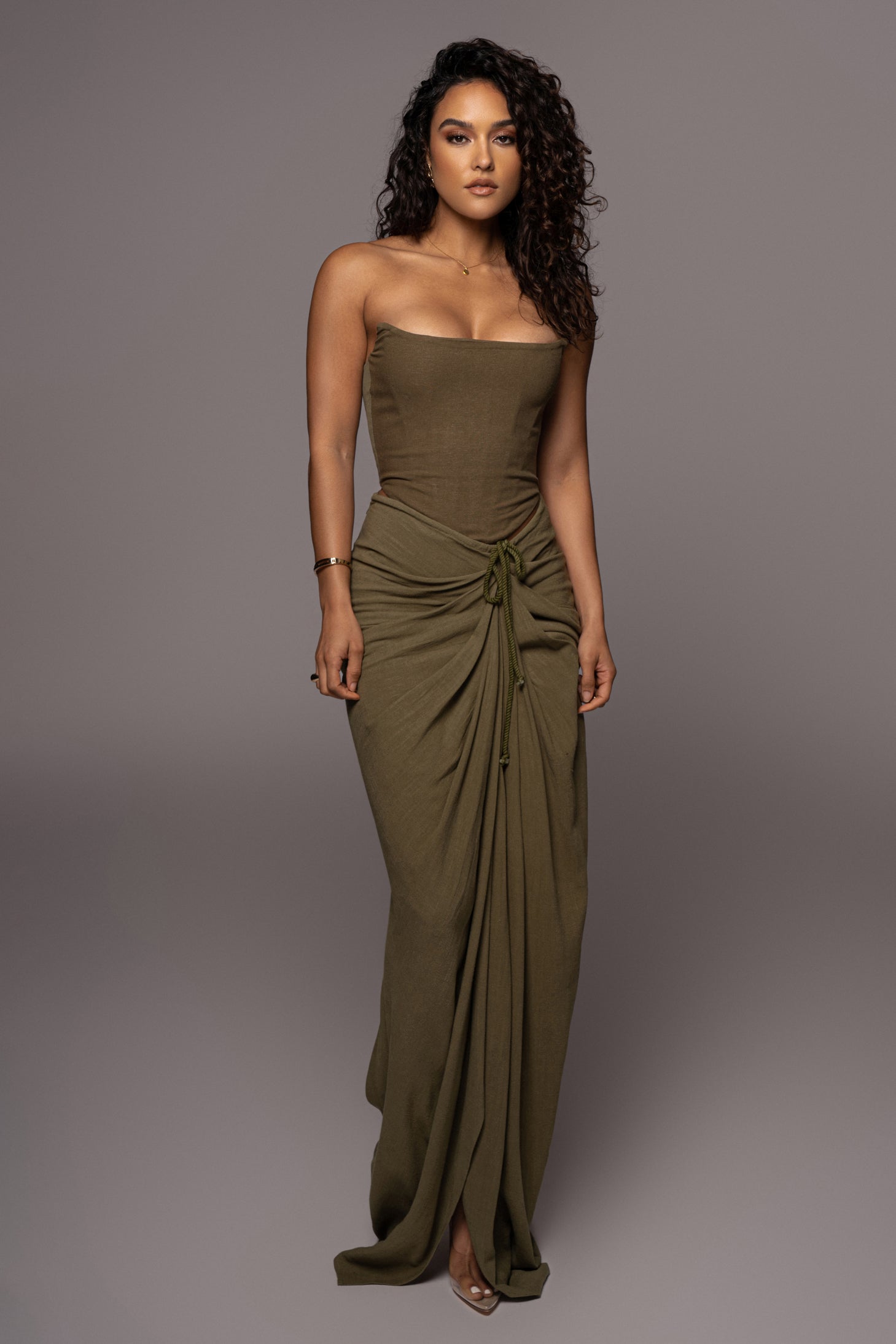 Olive Fenix Reversible Linen Corset - JLUXLABEL