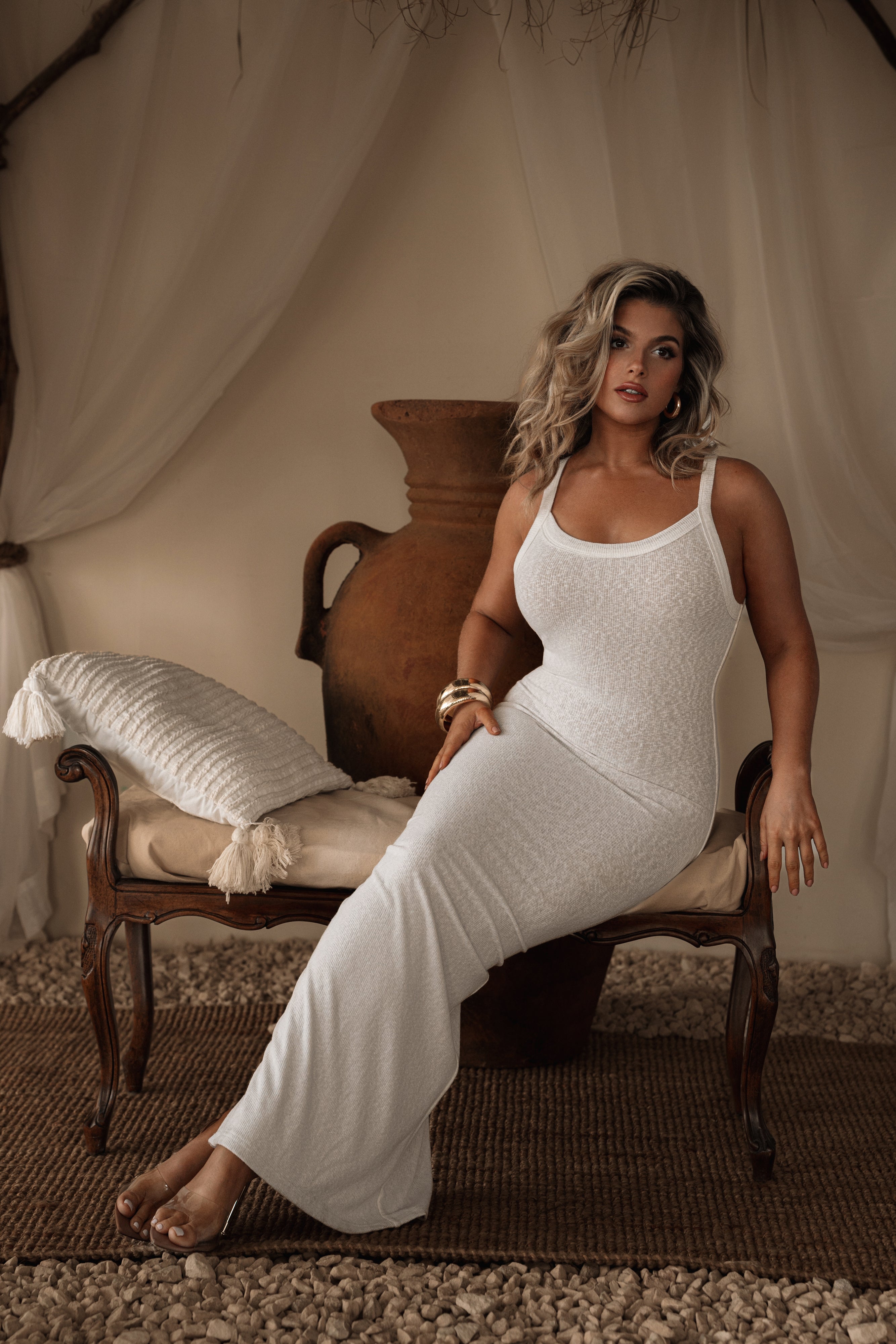 Ivory Back To You Midi Dress - JLUXLABEL - Cabana Collection - Spring Summer