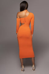Orange Headlines Midi Dress - JLUXLABEL