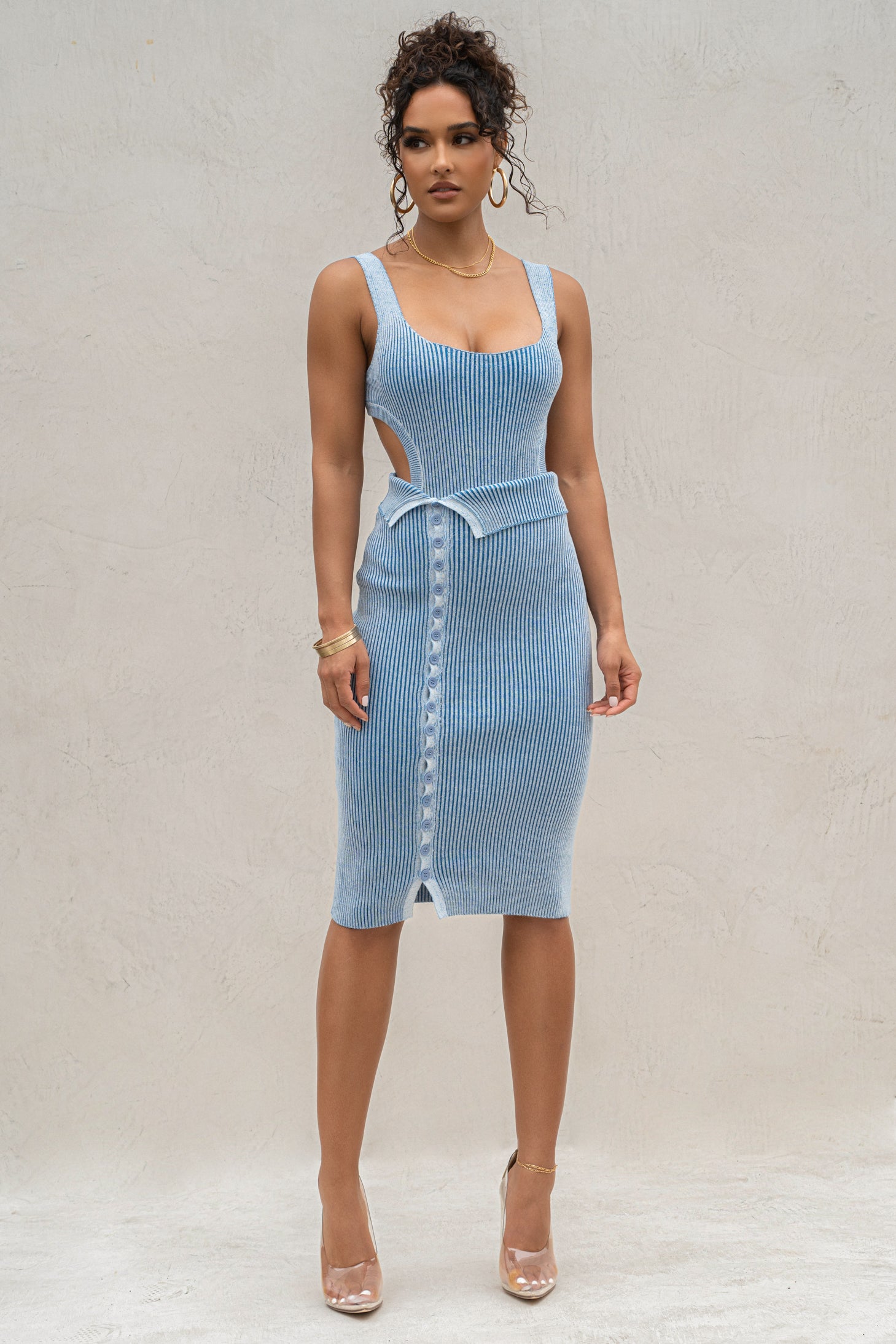 Denim/White Over The Top Skirt - JLUXLABEL