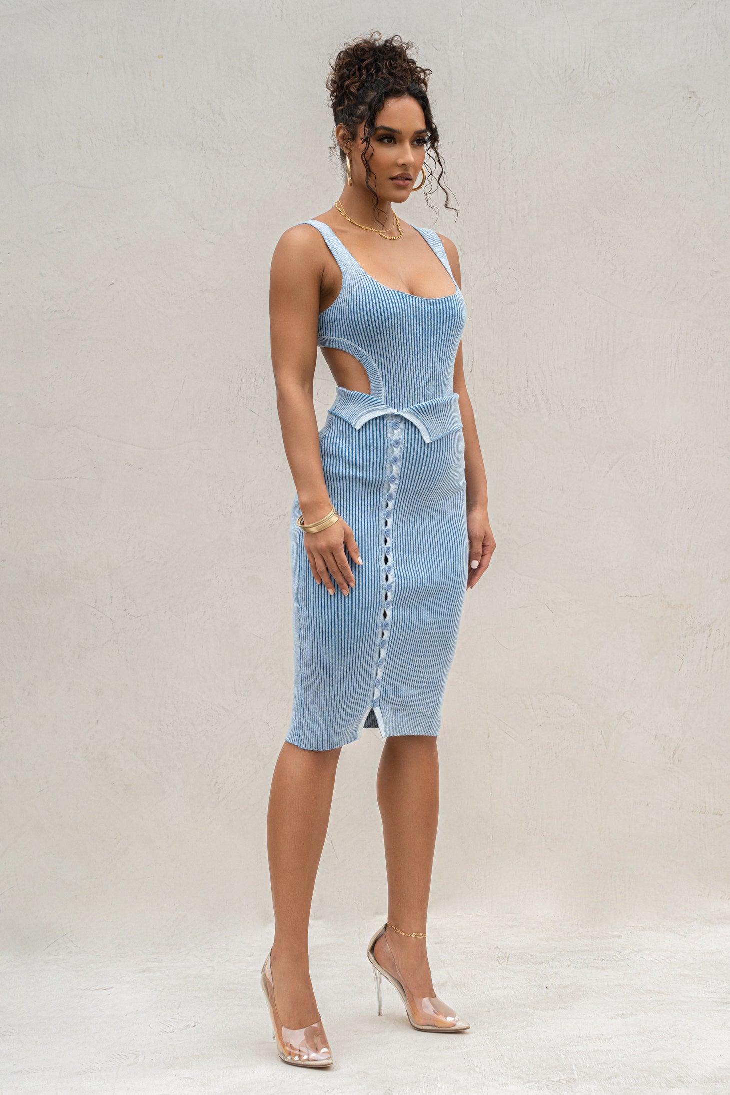 Denim/White Over The Top Skirt - JLUXLABEL