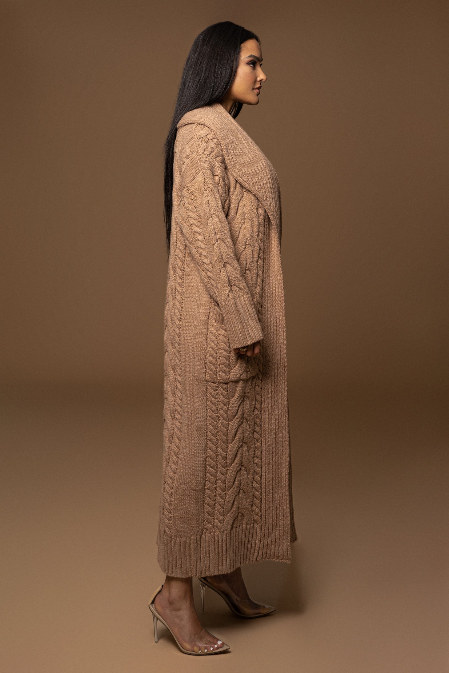 BEIGE UPSTATE CABLE KNIT CARDIGAN - JLUXLABEL
