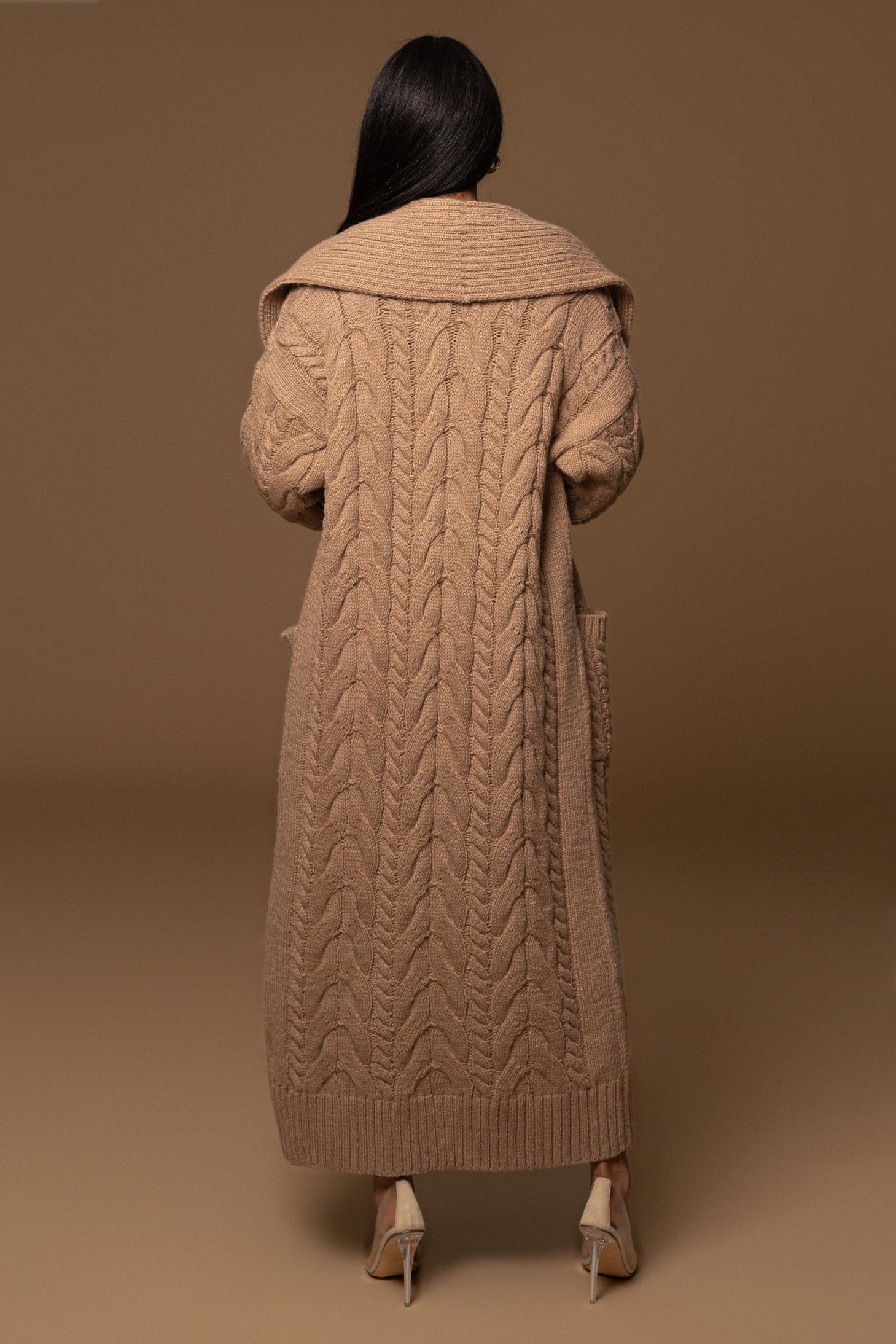 BEIGE UPSTATE CABLE KNIT CARDIGAN - JLUXLABEL