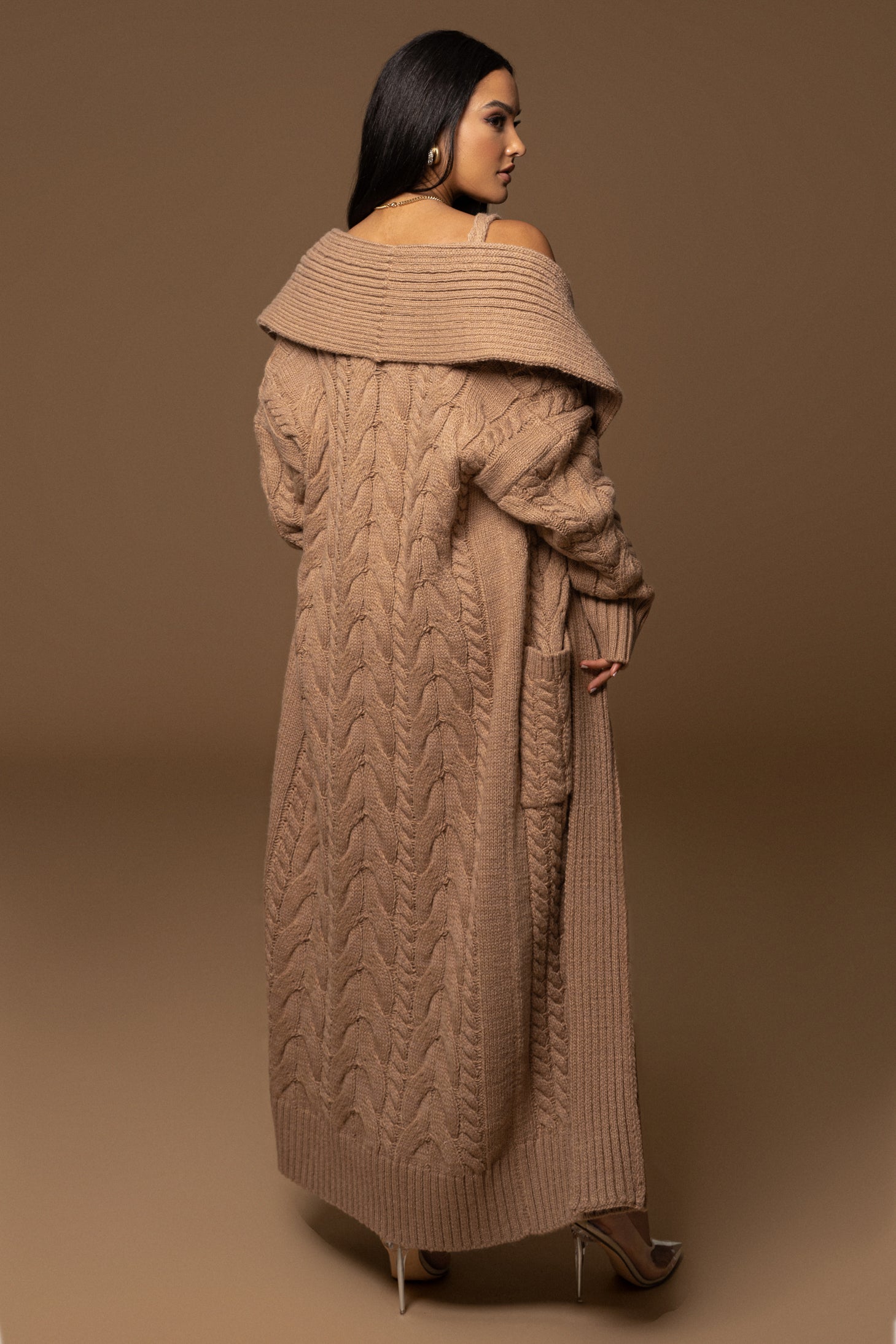 BEIGE UPSTATE CABLE KNIT CARDIGAN - JLUXLABEL