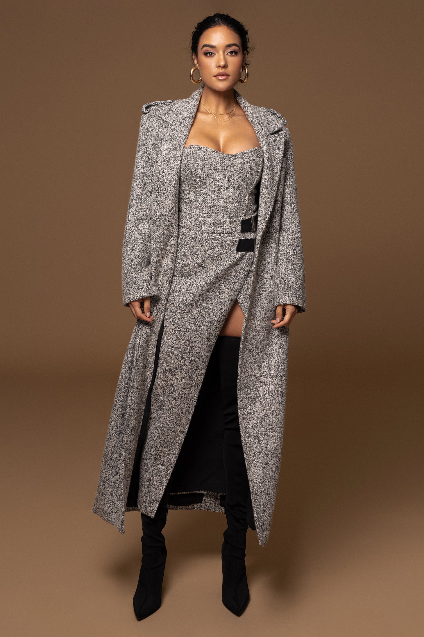 Lt. Grey All You Need Tweed Corset - JLUXLABEL