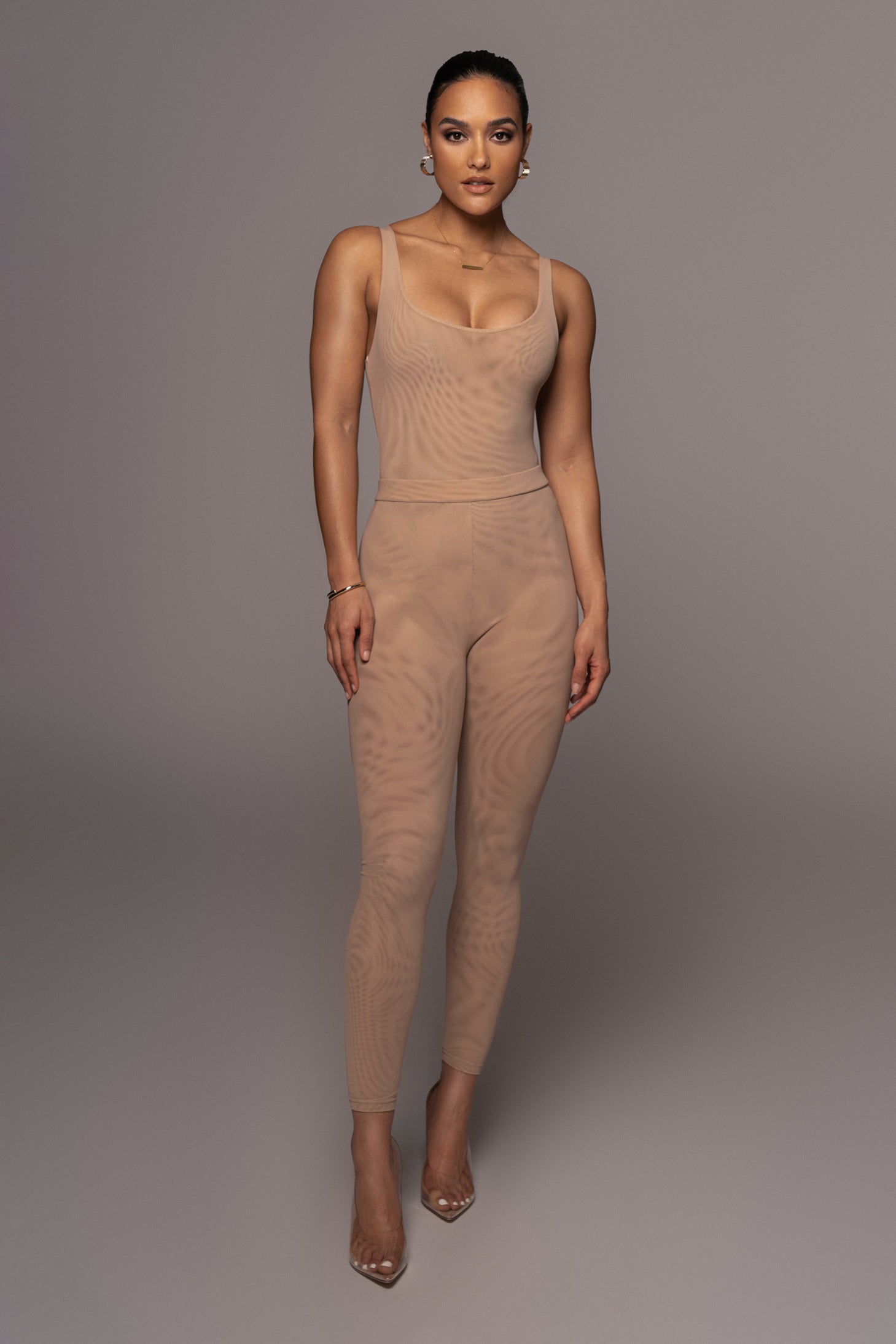 Beige Nina Mesh Pants - JLUXLABEL
