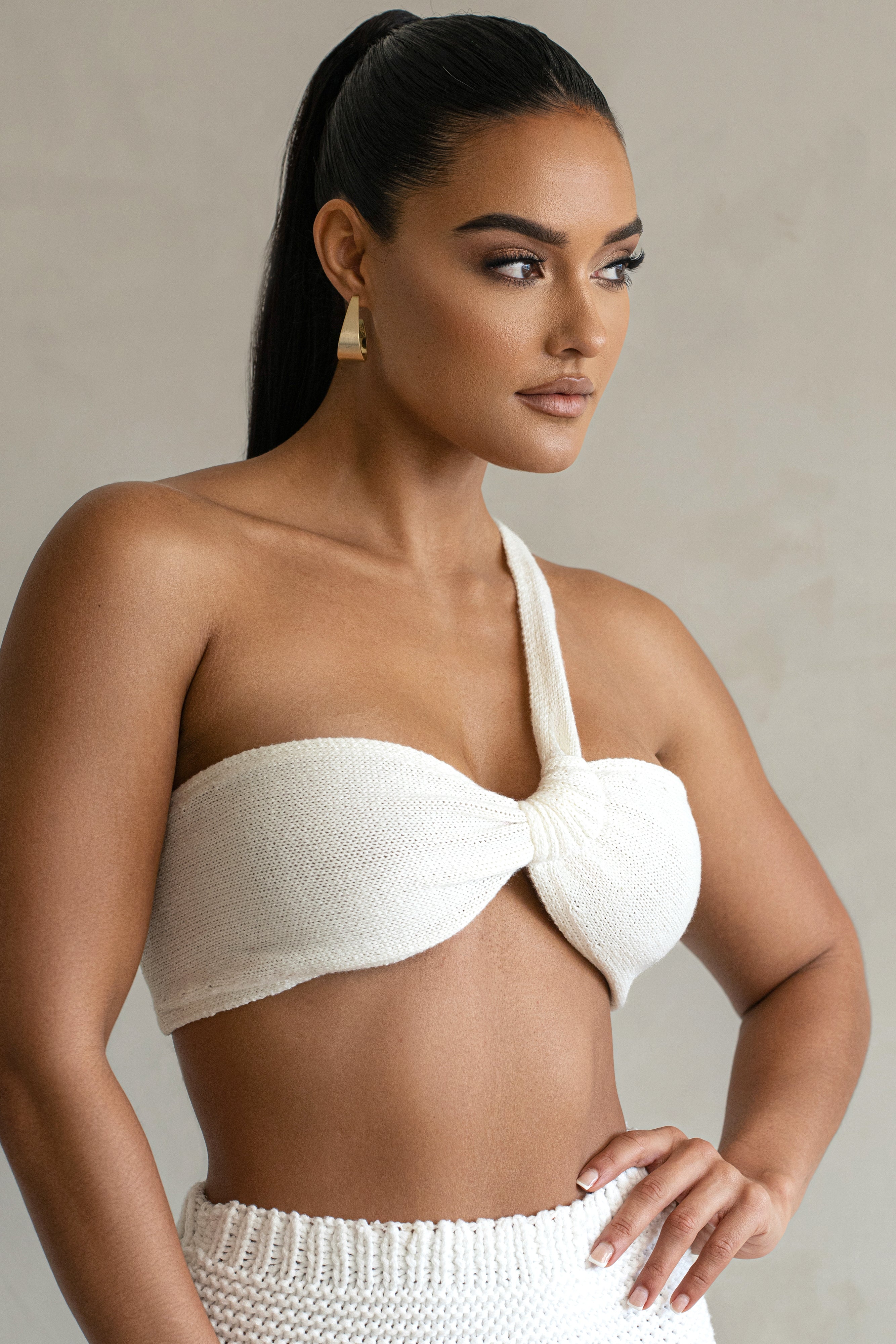 Ivory Jeanette Sweater Knit Top - JLUXLABEL - Crochet