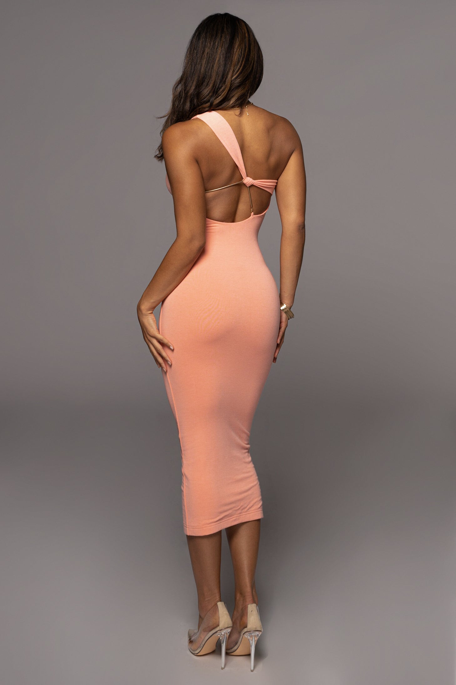 Peach Meara One Shoulder Dress