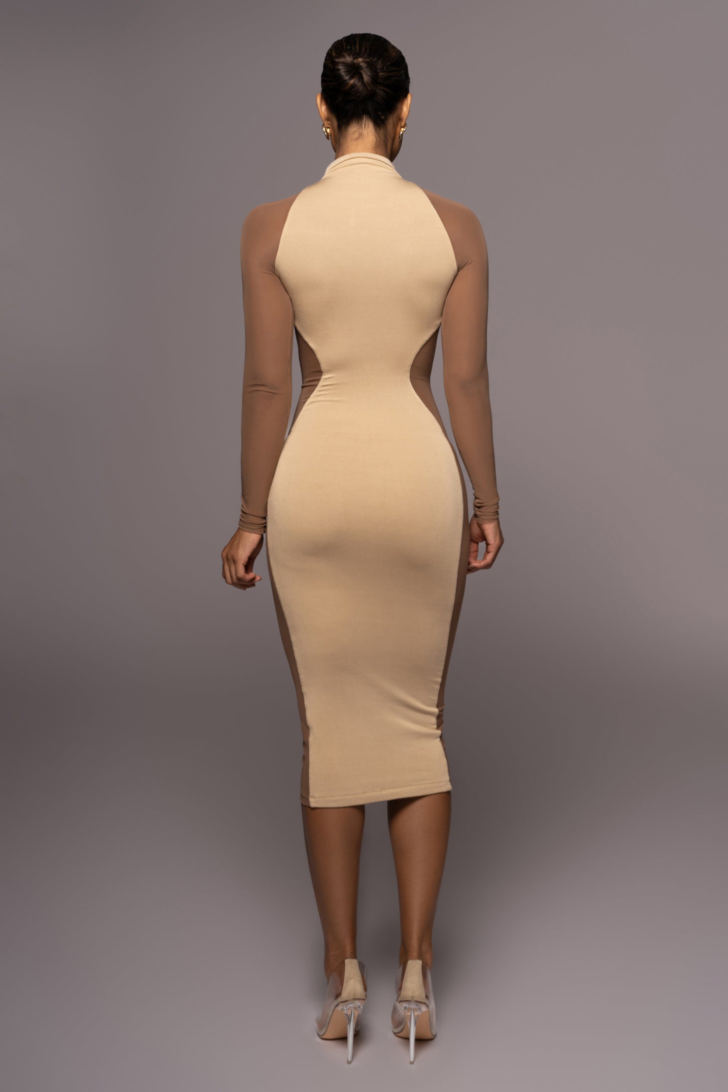 Tan Afterglow Midi Dress - JLUXLABEL