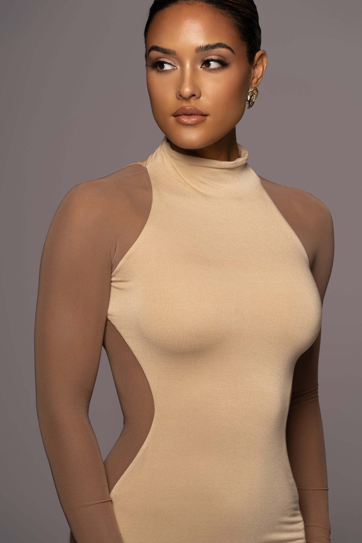 Tan Afterglow Midi Dress - JLUXLABEL