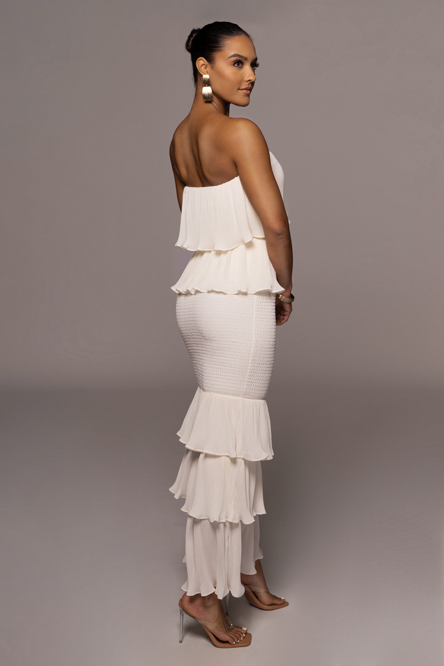 Ivory Casa Blanca Ruffle Dress - JLUXLABEL