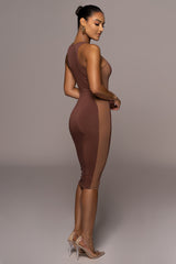 Chocolate The Hills Contrast Dress - JLUXLABEL