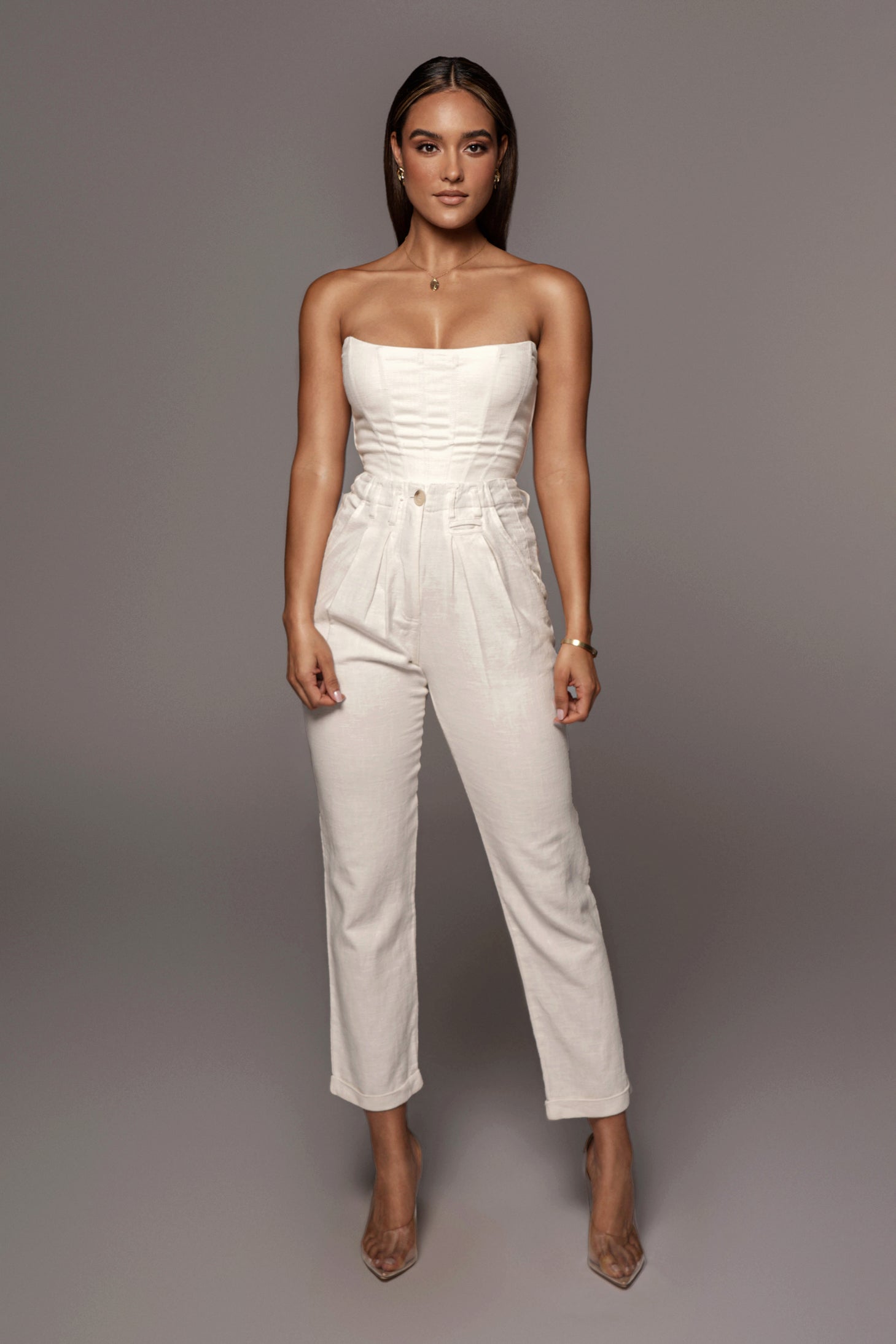 Ivory Fenix Reversible Linen Corset - JLUXLABEL