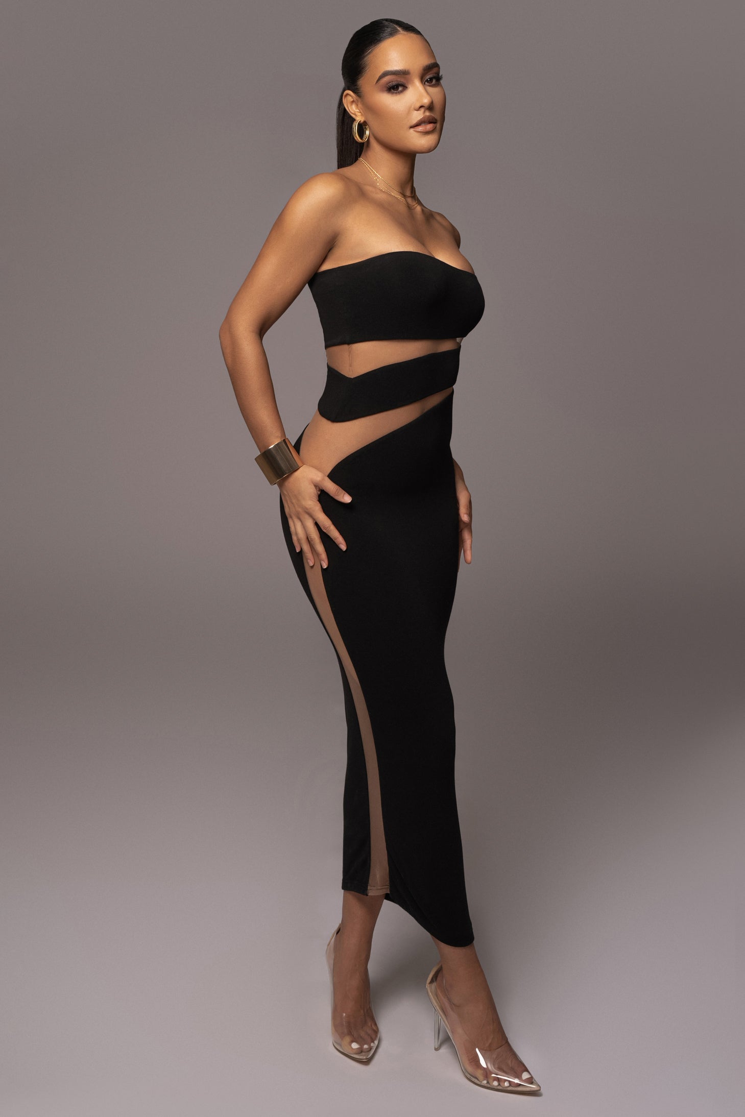 Noir Unpredictable Midi Dress - JLUXLABEL