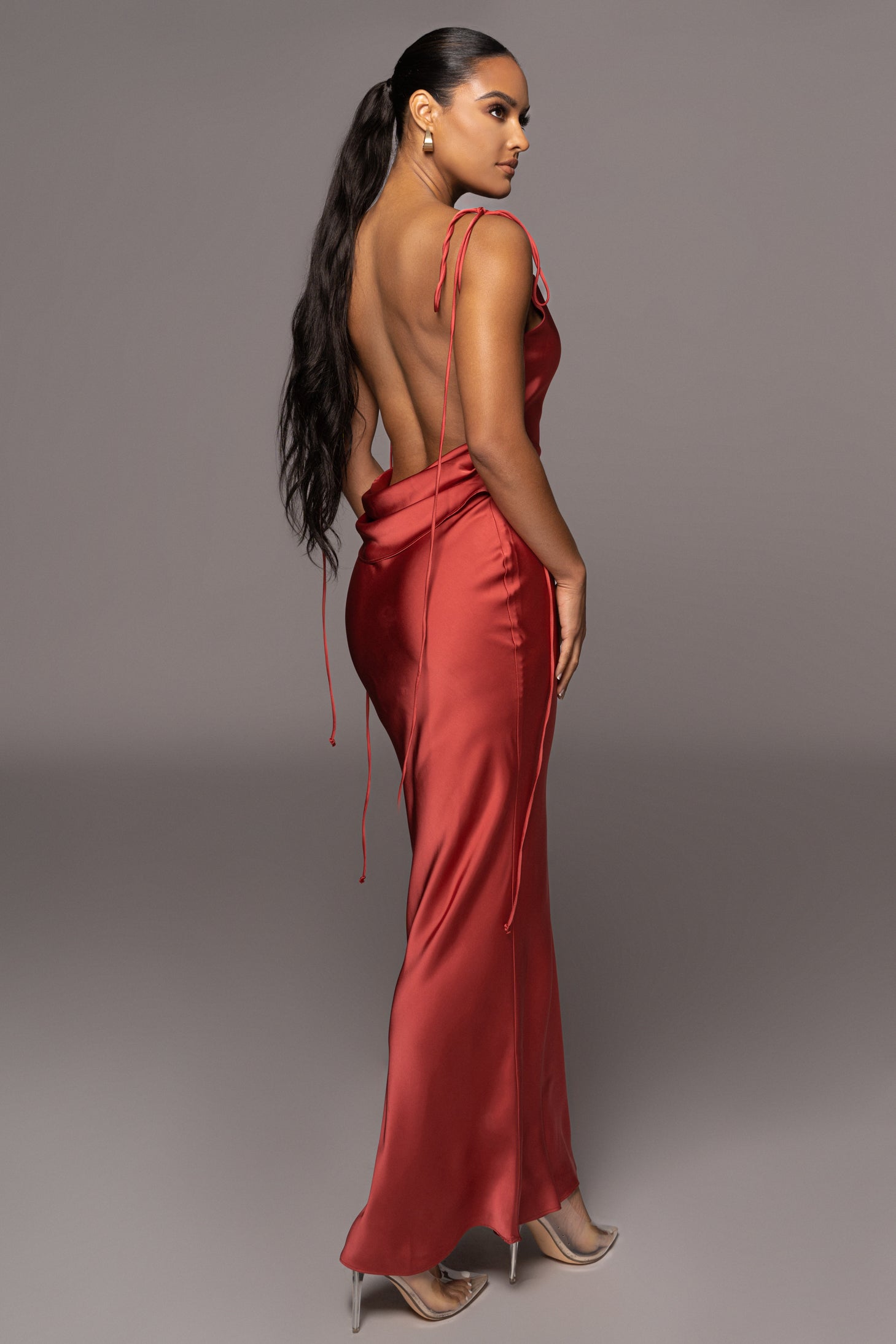 Berry Irresistible Satin Maxi Dress - JLUXLABEL