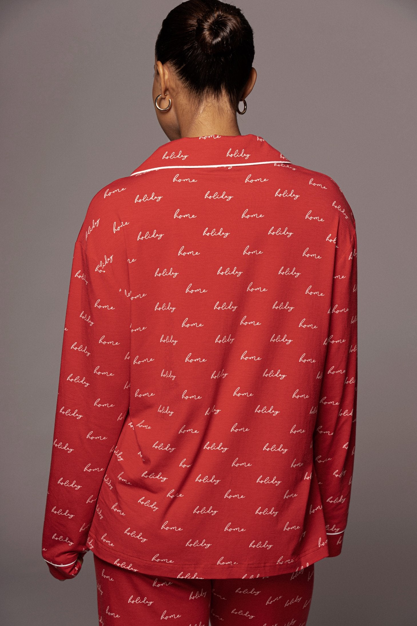 Red/White Home For The Holiday Adult Pajama Set - JLUXLABEL