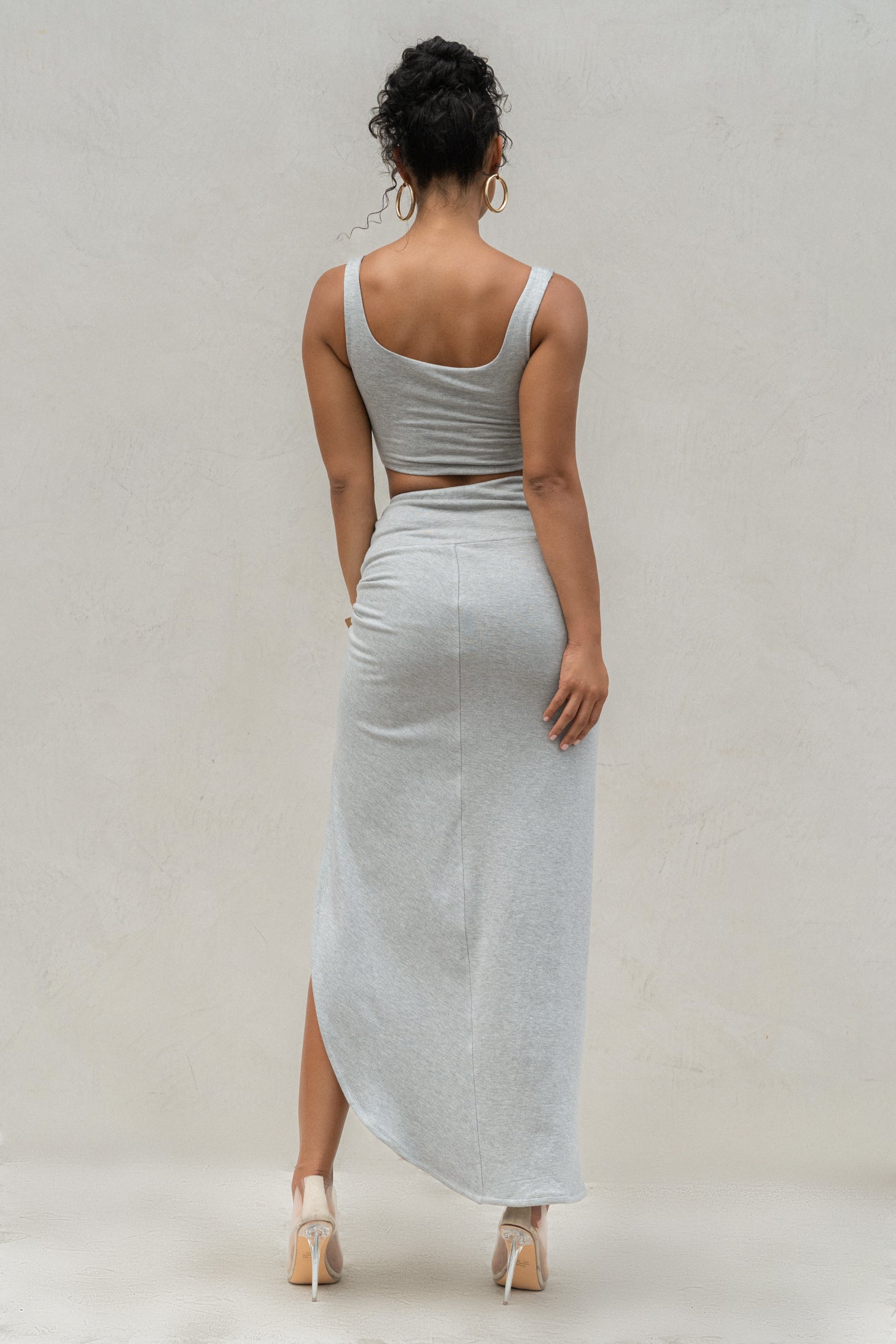 Grey Take You There Maxi Skirt