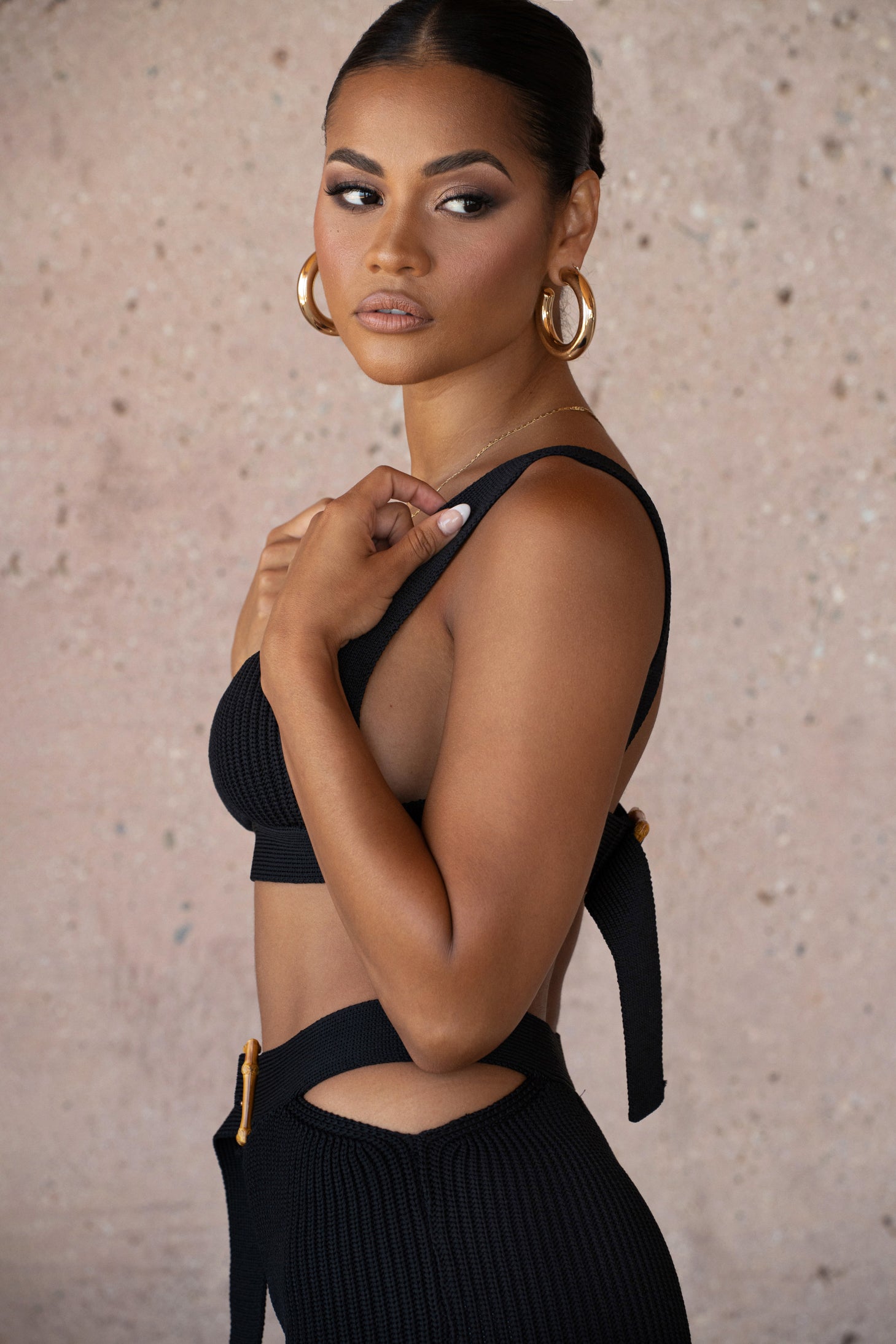 Noir Nikole Ribbed Skirt Set - JLUXLABEL - black