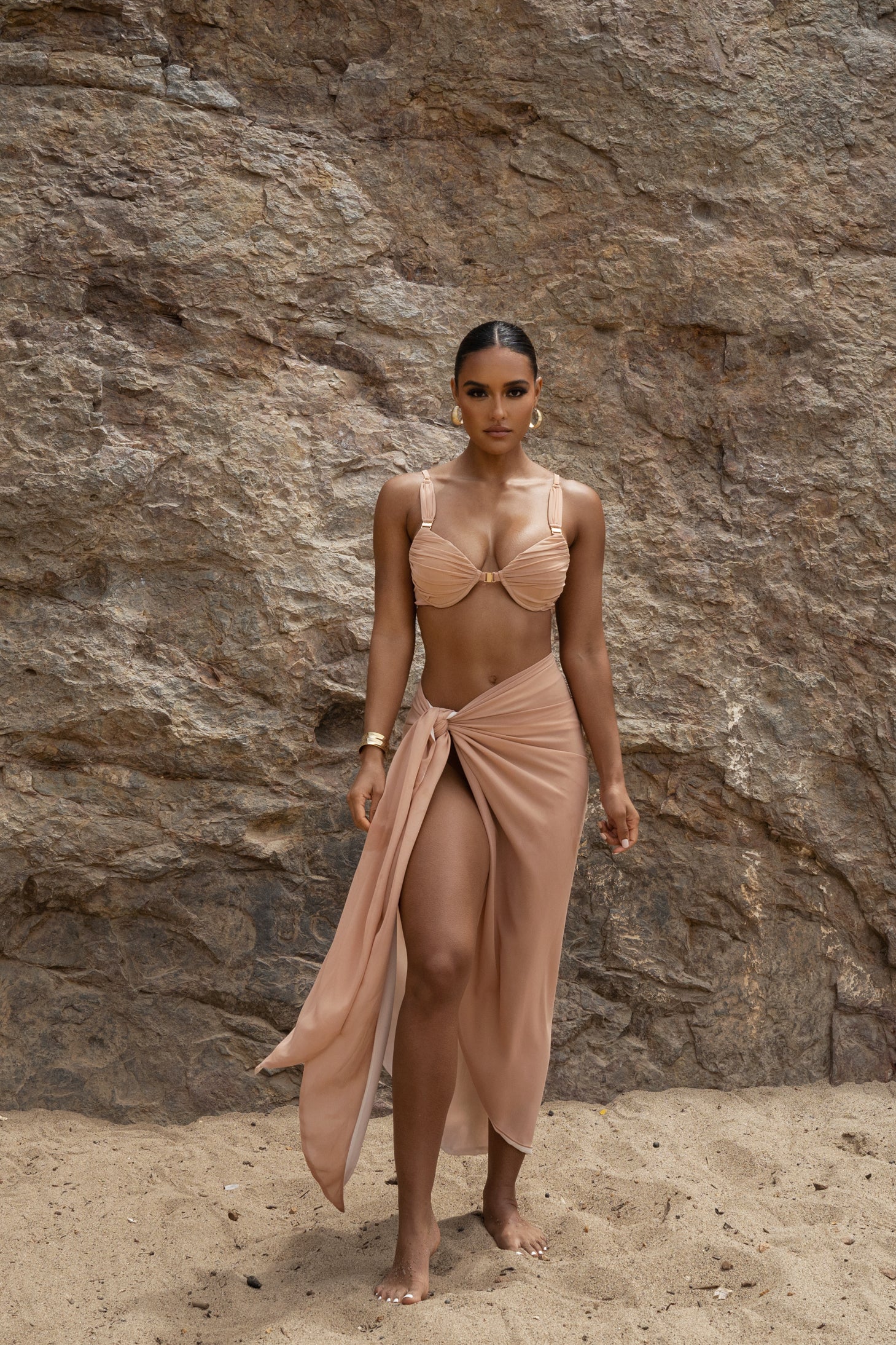 Tan Uncharted Waters Sarong- JLUXLABEL - Spring Summer Fashion