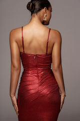 Red Rubi Cowl Neck Cocktail Dress - Feminine Force - JLUXLABEL