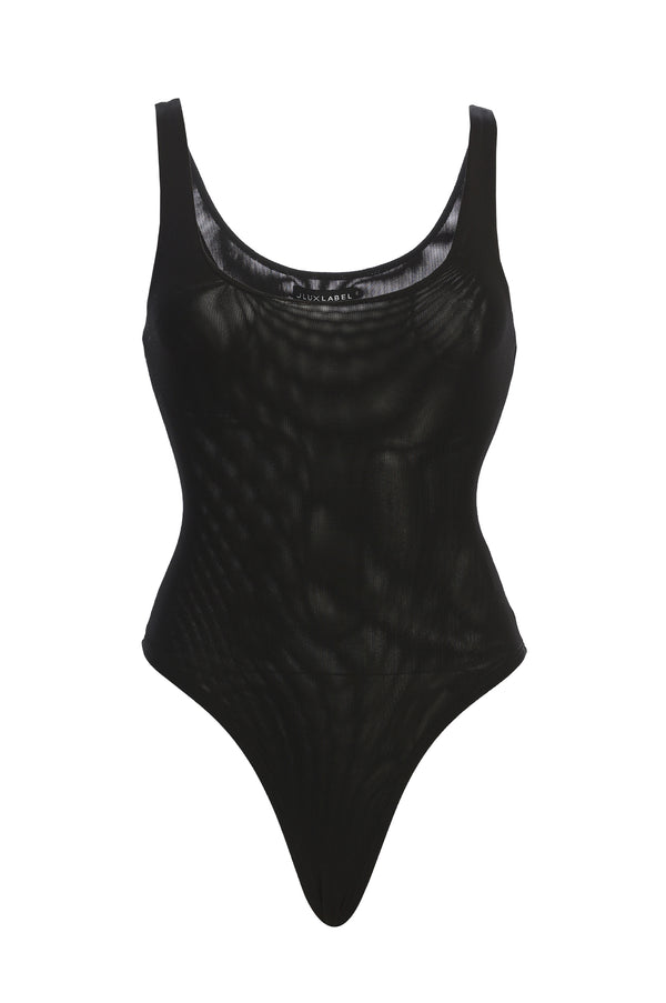 Noir Mesh Essentials Tank Bodysuit Undergarment - Feminine Force - JLUXLABEL