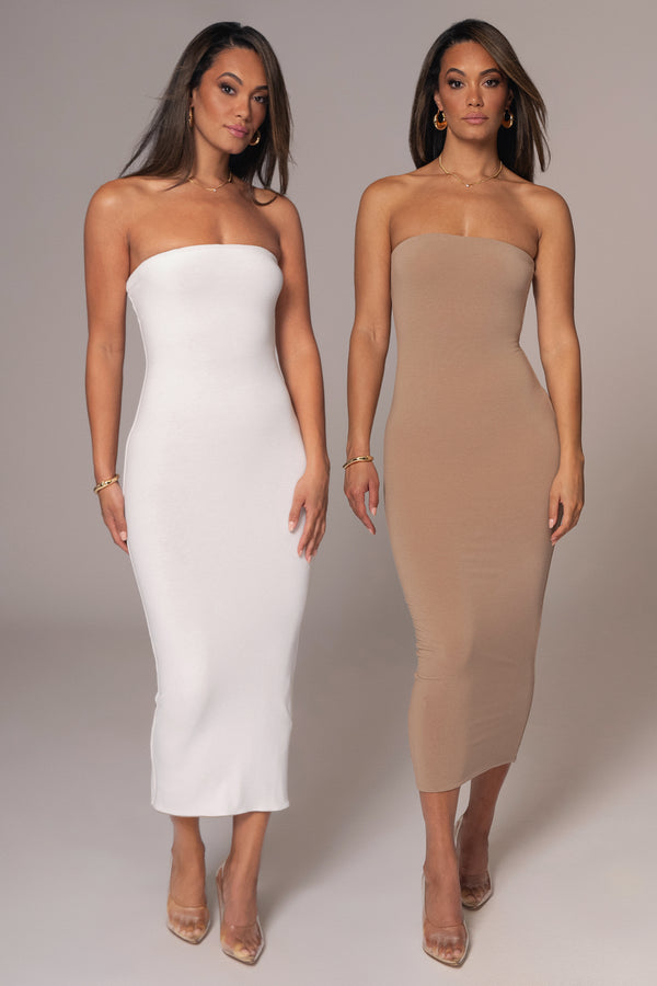 Beige/Ivory Shelley Reversible Maxi Dress