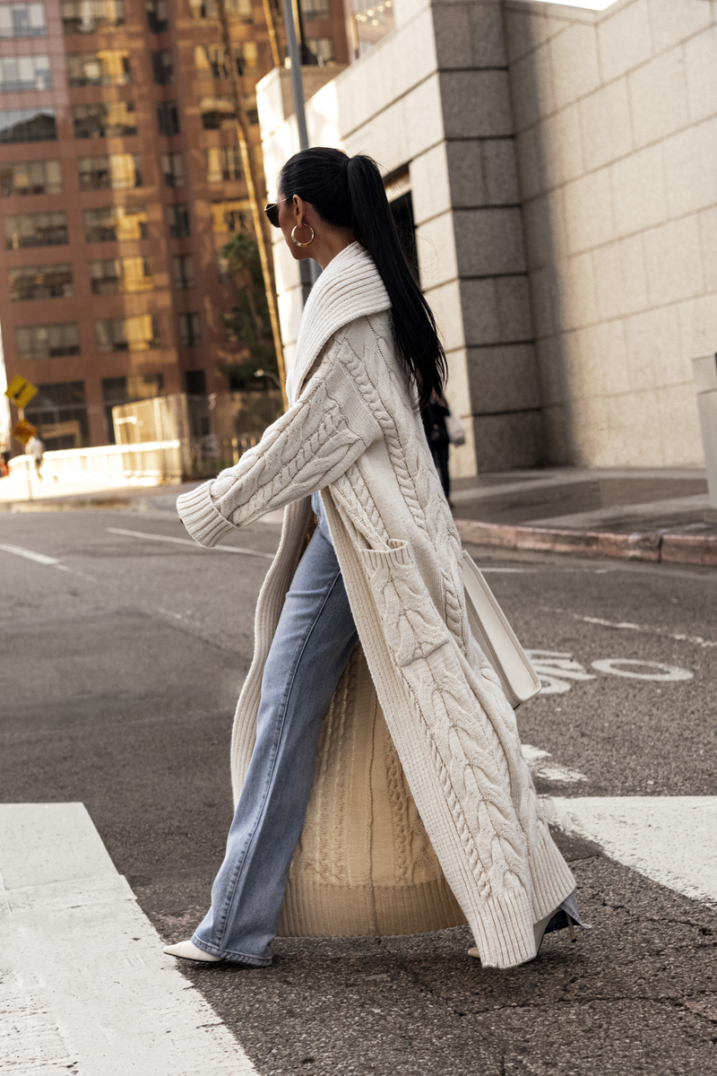 Ivory Upstate Cable Knit Cardigan | JLUXLABEL