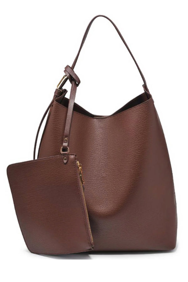 Chocolate Faux Leather Bag Set