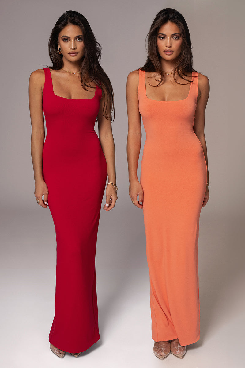 Robe maxi réversible Keidi rouge/orange