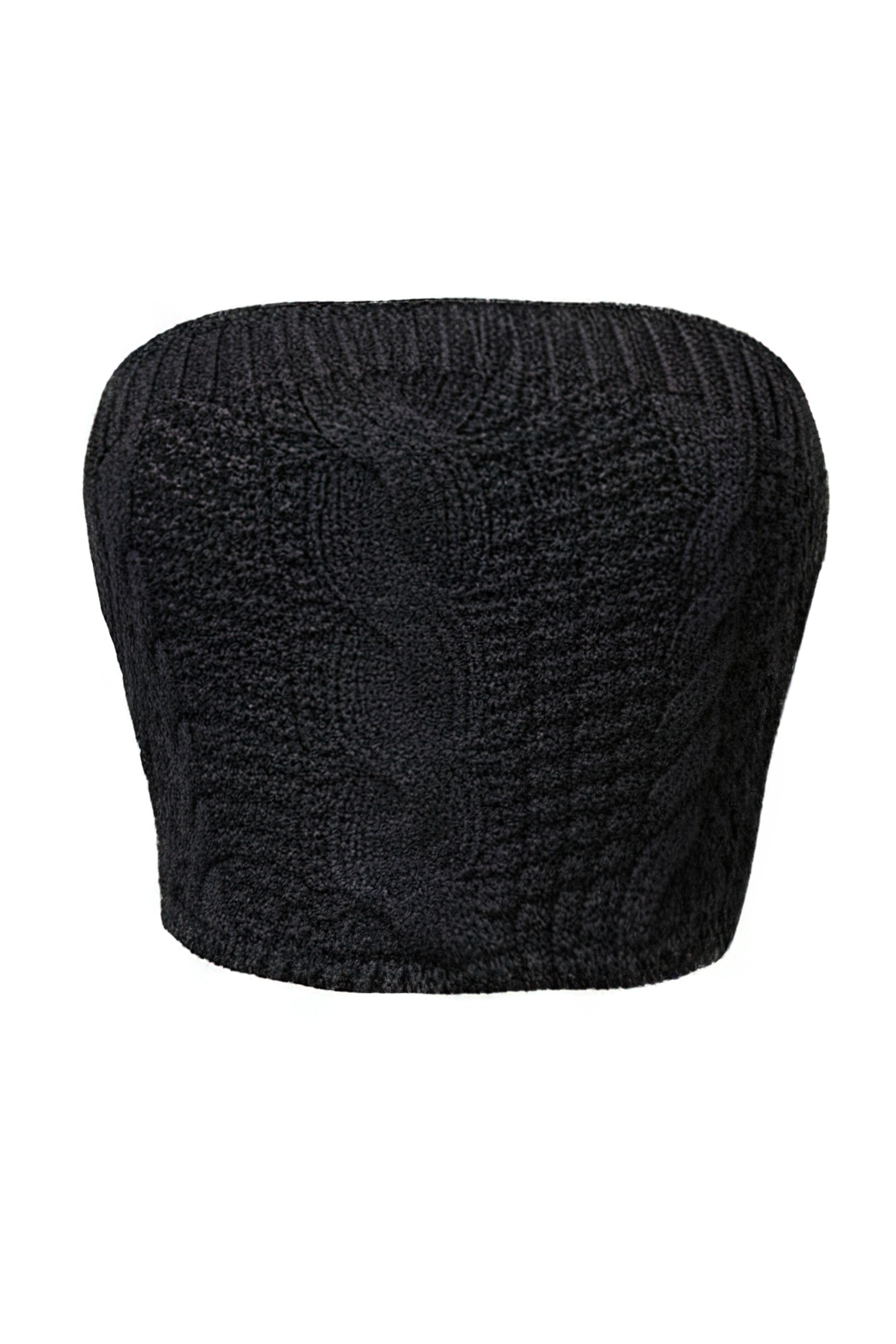 Black Carmela Cable Knit Top - JLUXLABEL