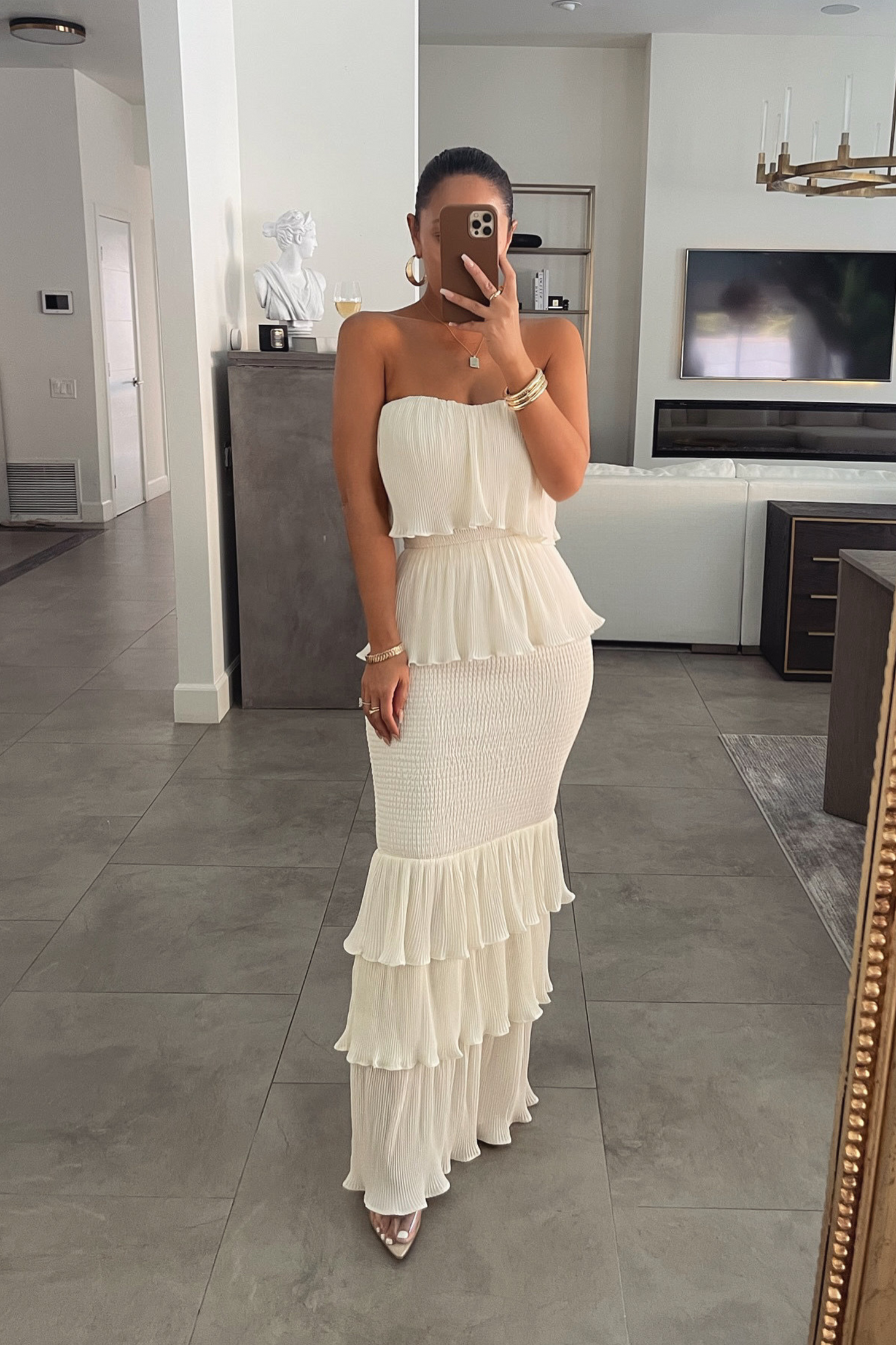 Ivory Casa Blanca Ruffle Dress - JLUXLABEL