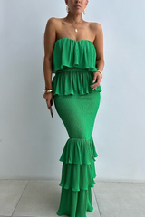 Green Casa Blanca Ruffle Dress - JLUXLABEL
